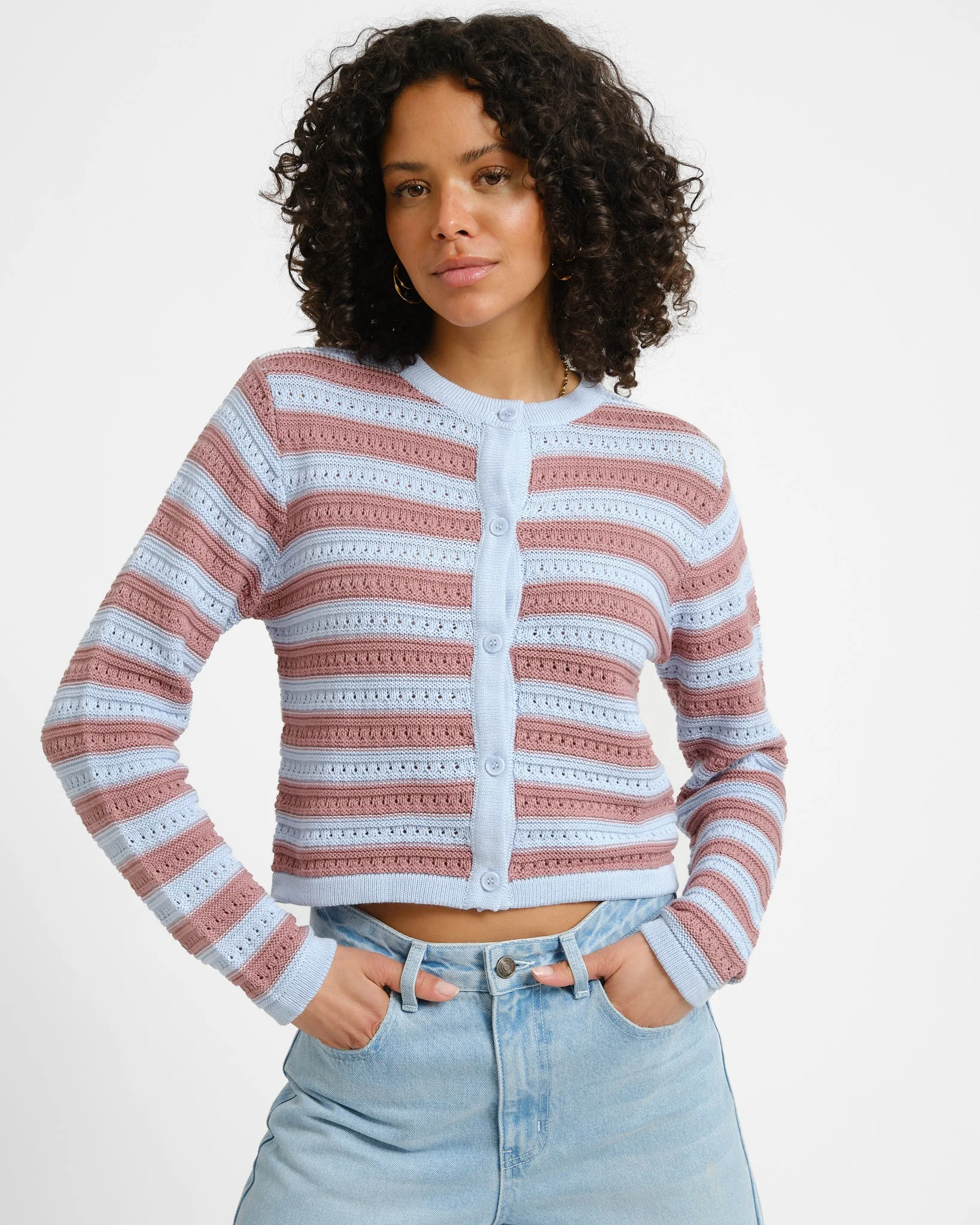 Cardigan Striped Blue