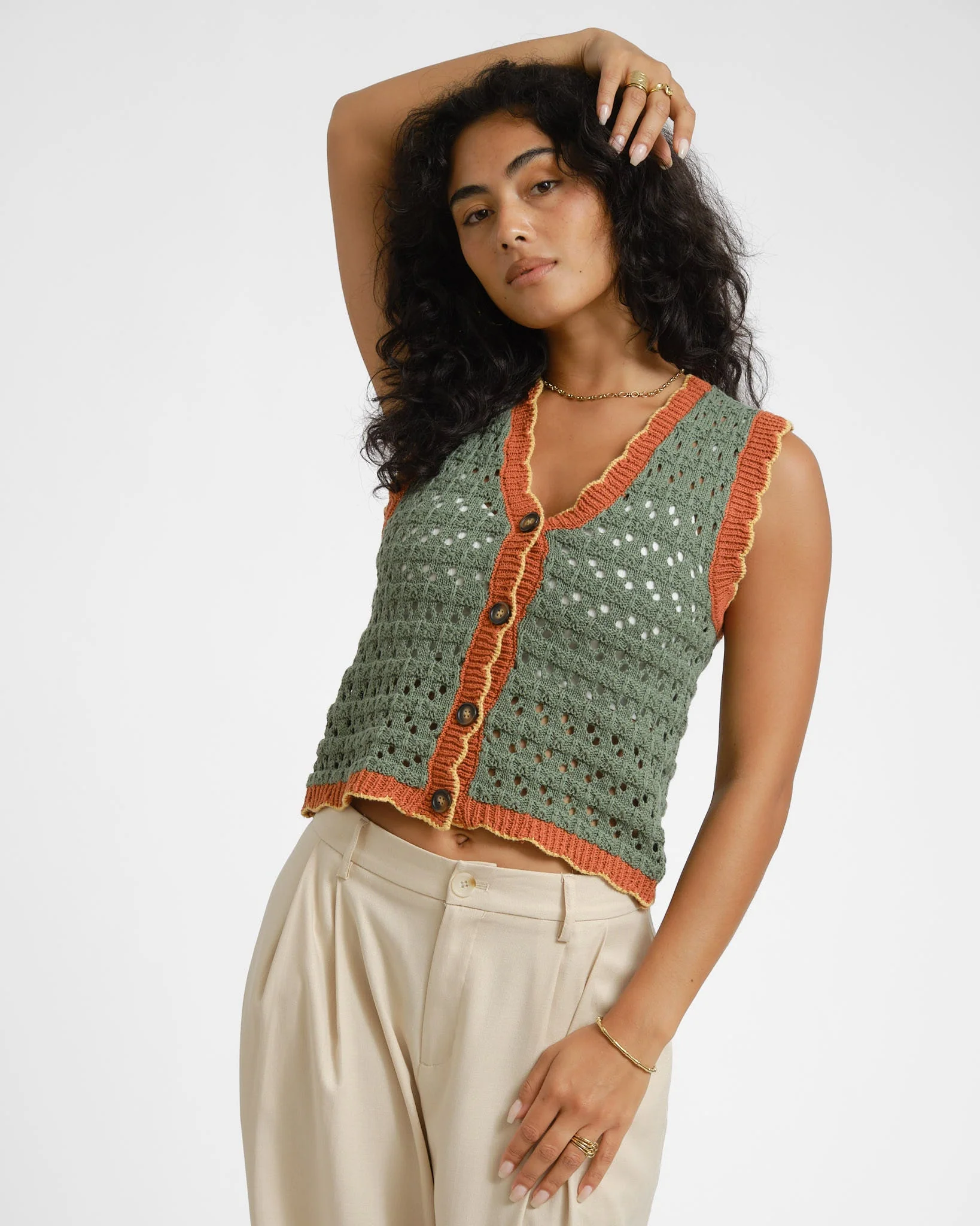 Crochet Vest Green