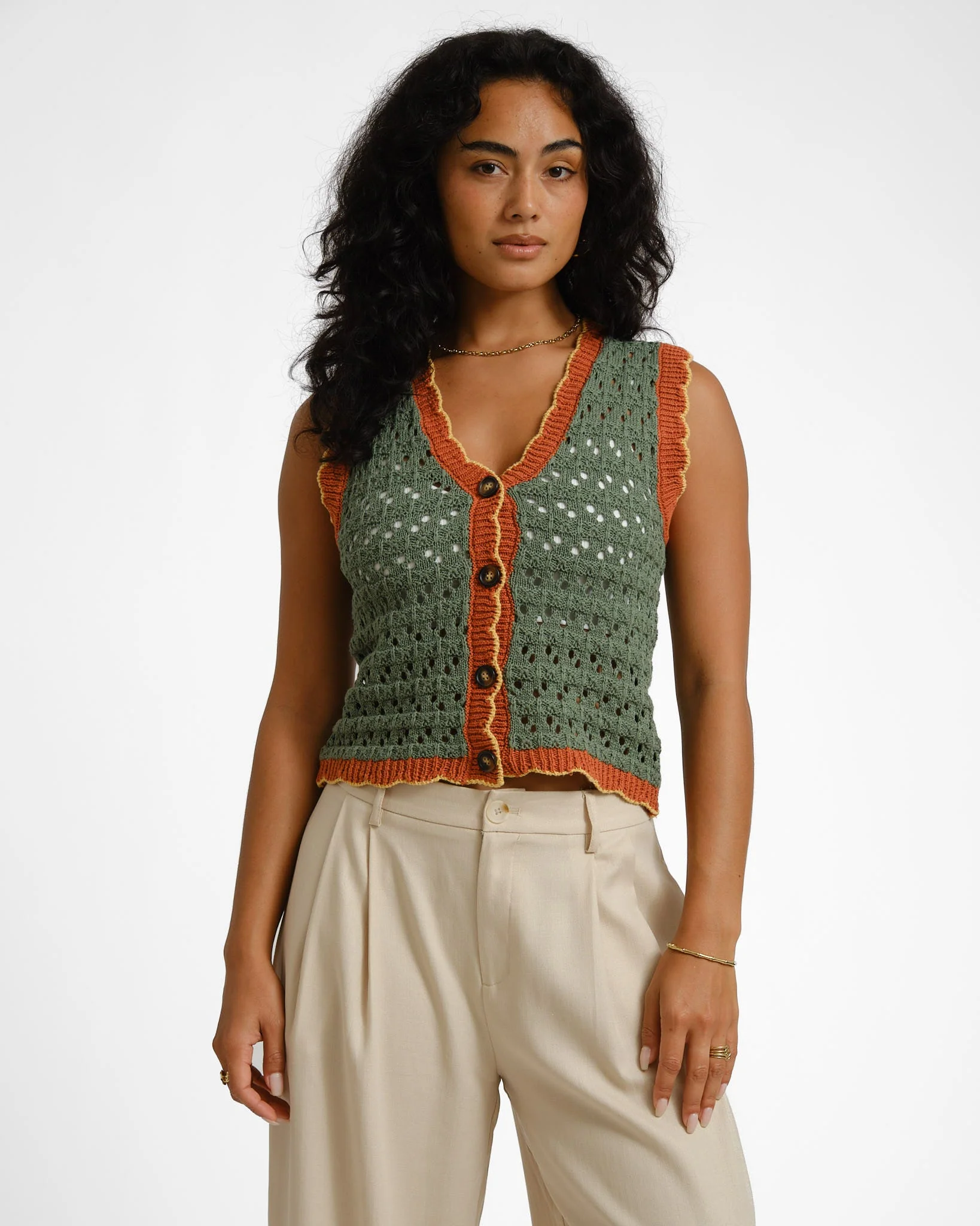 Crochet Vest Green - Image 3