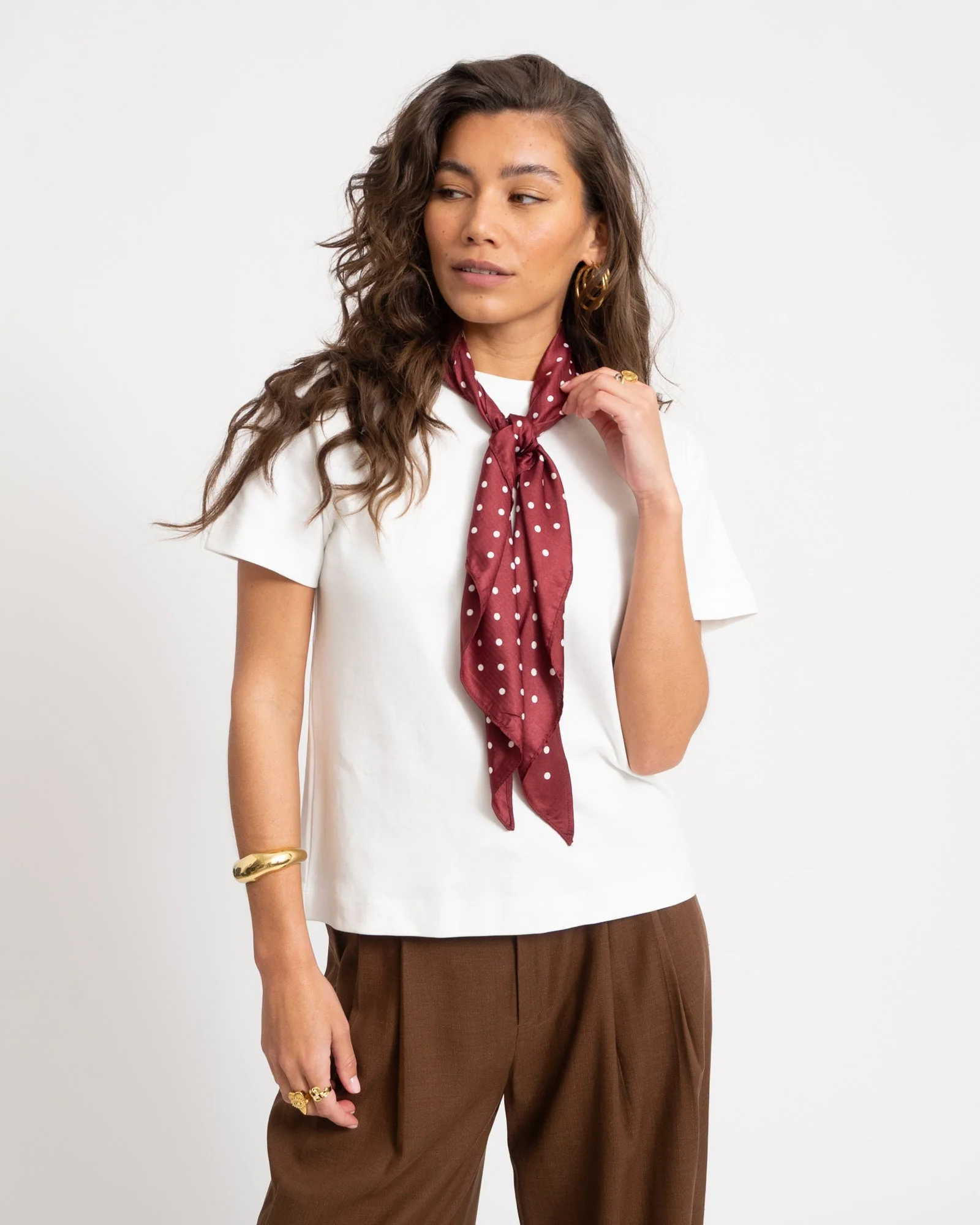 Triangle Sjaal Polkadot Burgundy Bordeaux - Image 2