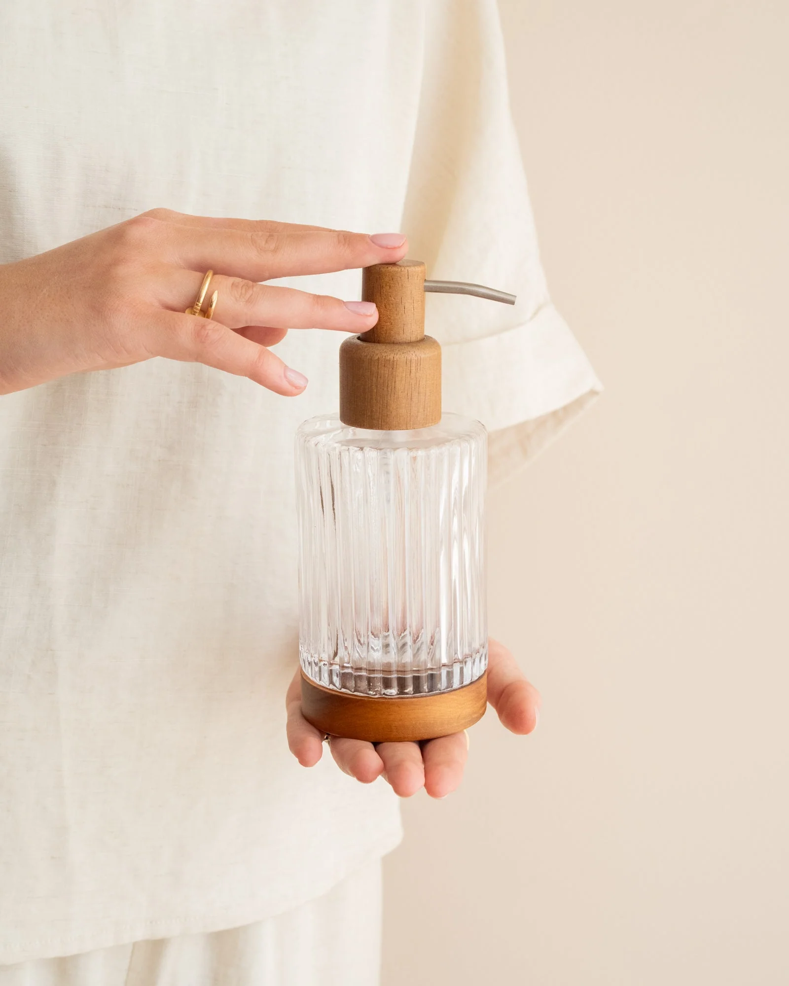 Zeepdispenser Acacia Wood Glass - Image 3