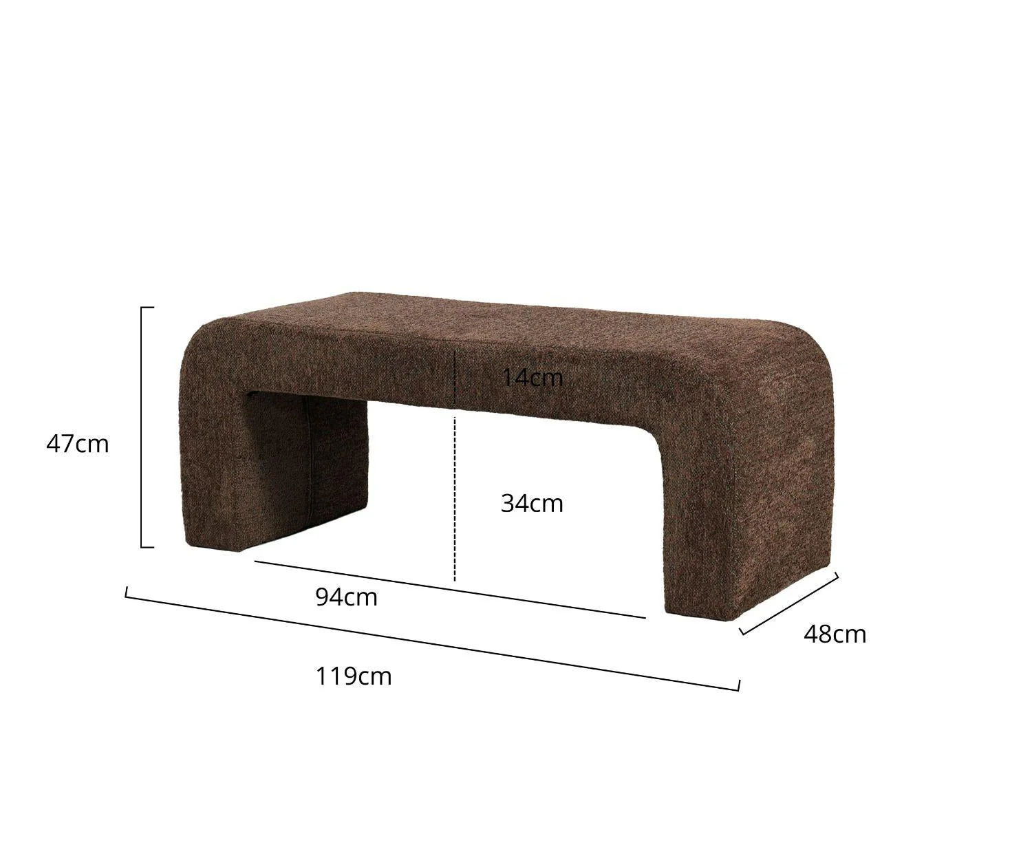 Bankje Saya Bouclé Bruin - Image 8