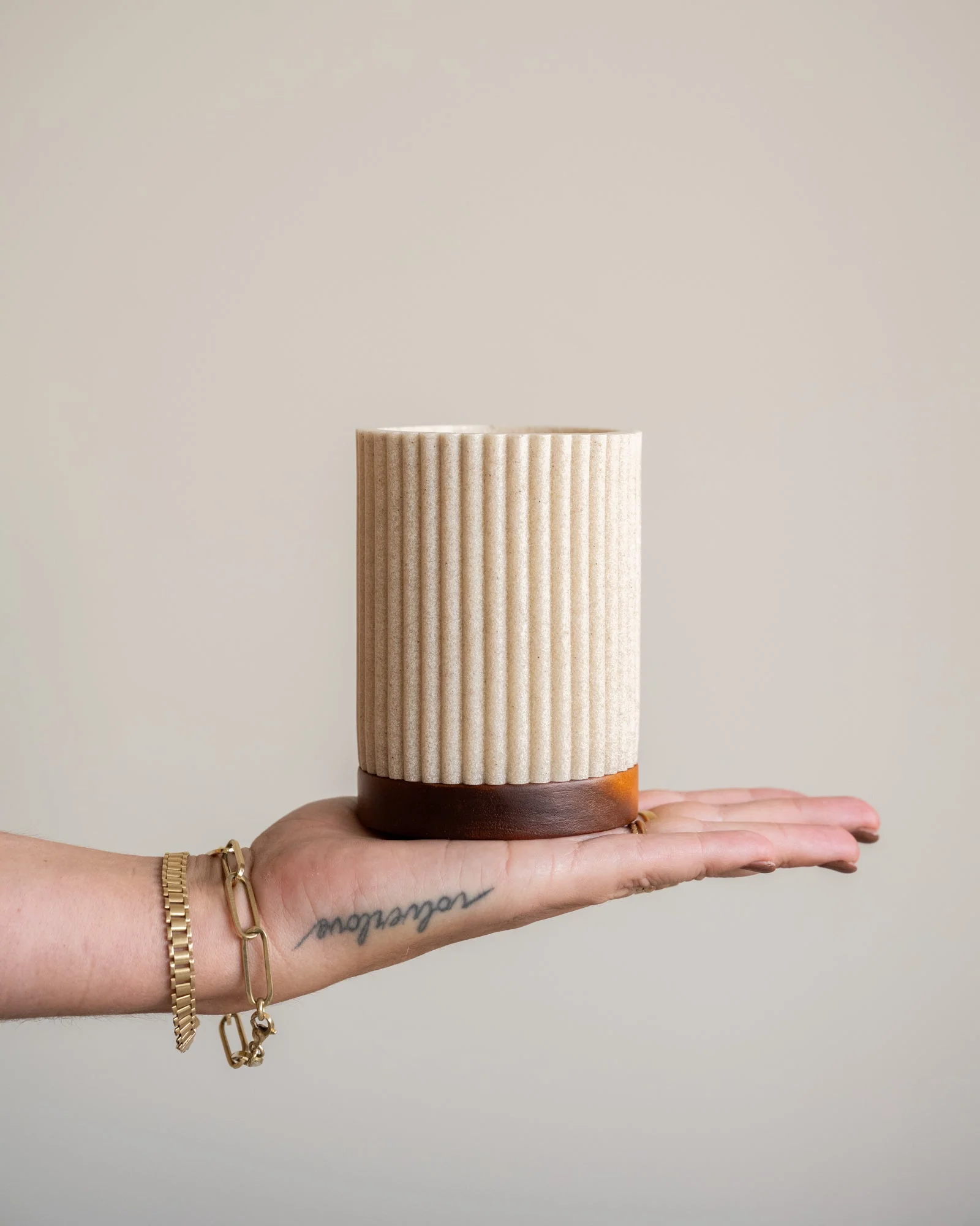 Tandenborstelhouder Beige/Acacia Wood - Image 3