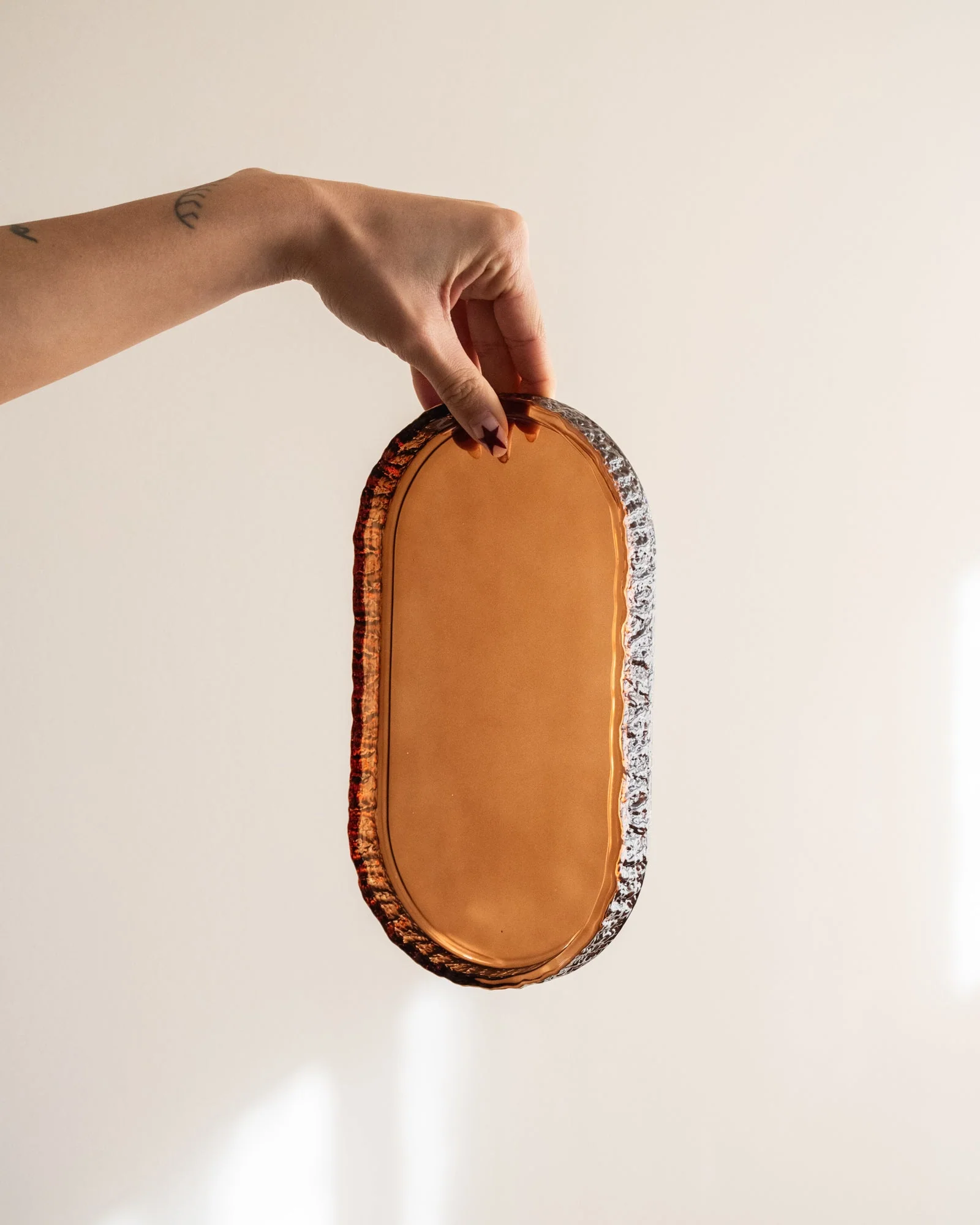 Tray Vintage Glass Brown