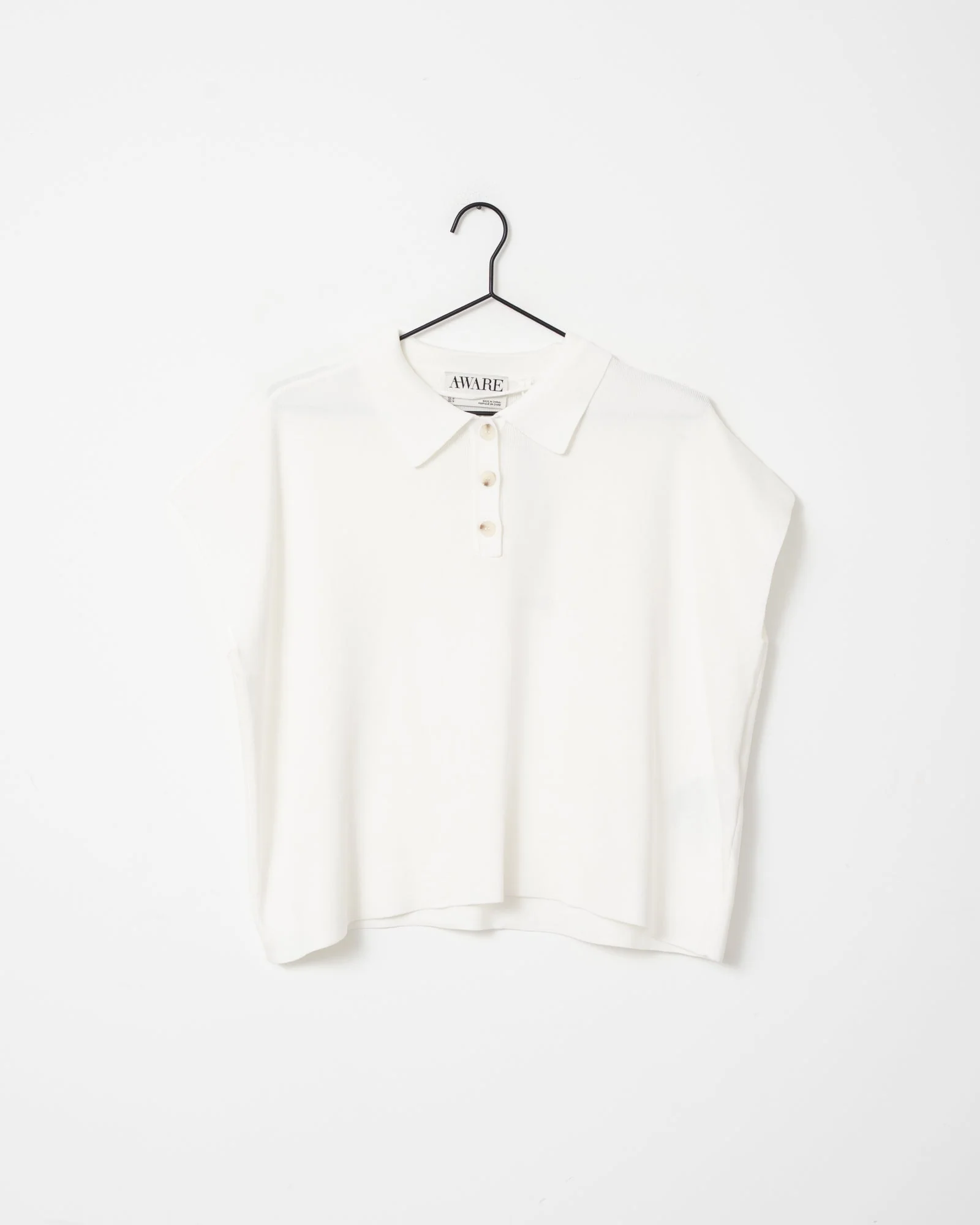 Aware Alice Polo Knit Top Snow White - Image 5