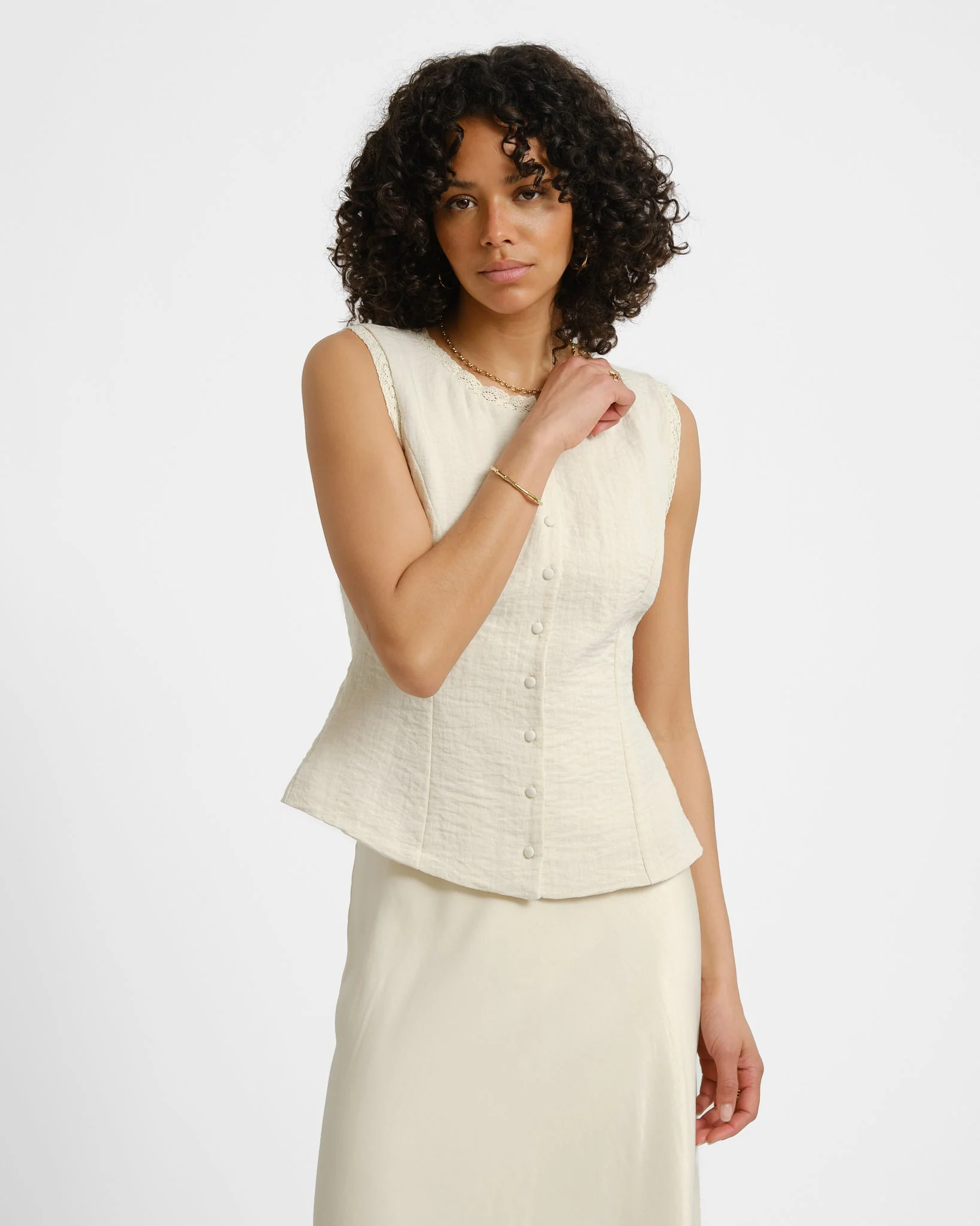 Aware Lise O-neck Top Bone White