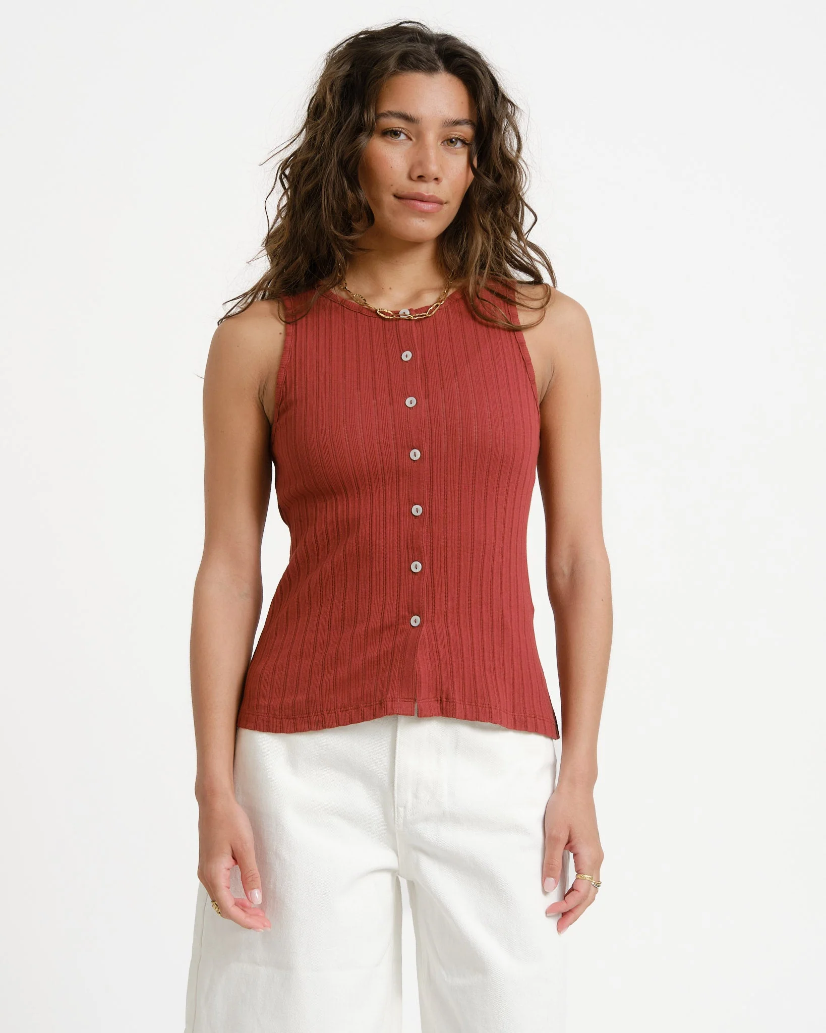 Aware Blythe O-Neck Top Russet Brown - Image 3