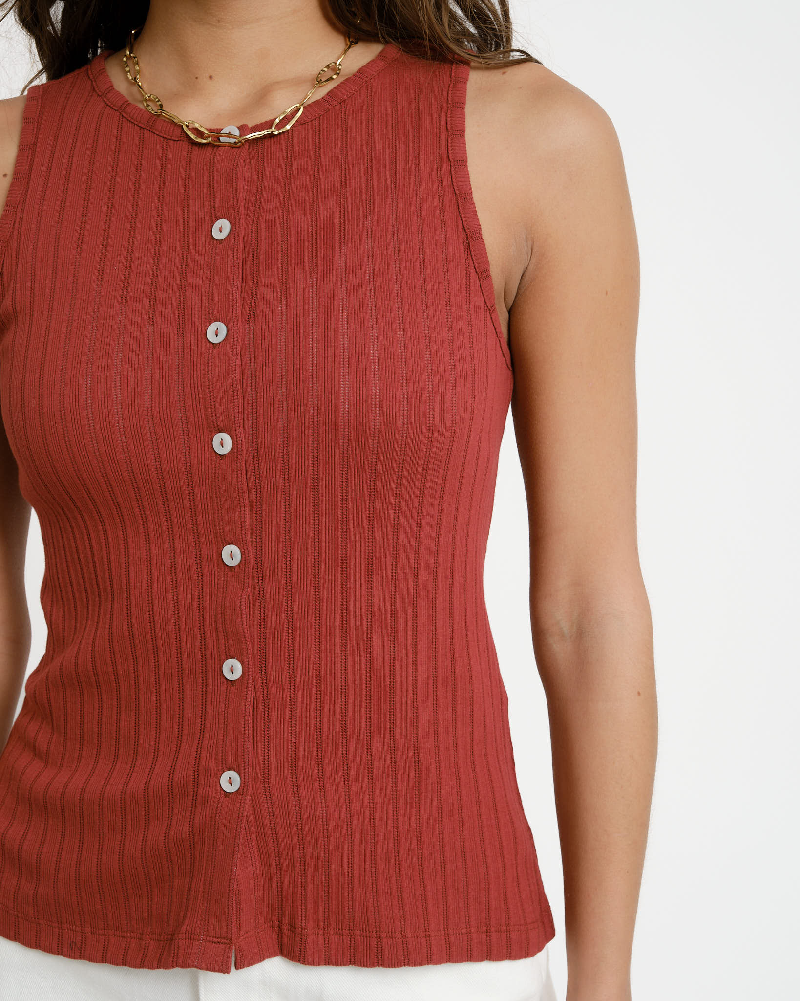 Aware Blythe O-Neck Top Russet Brown - Image 6