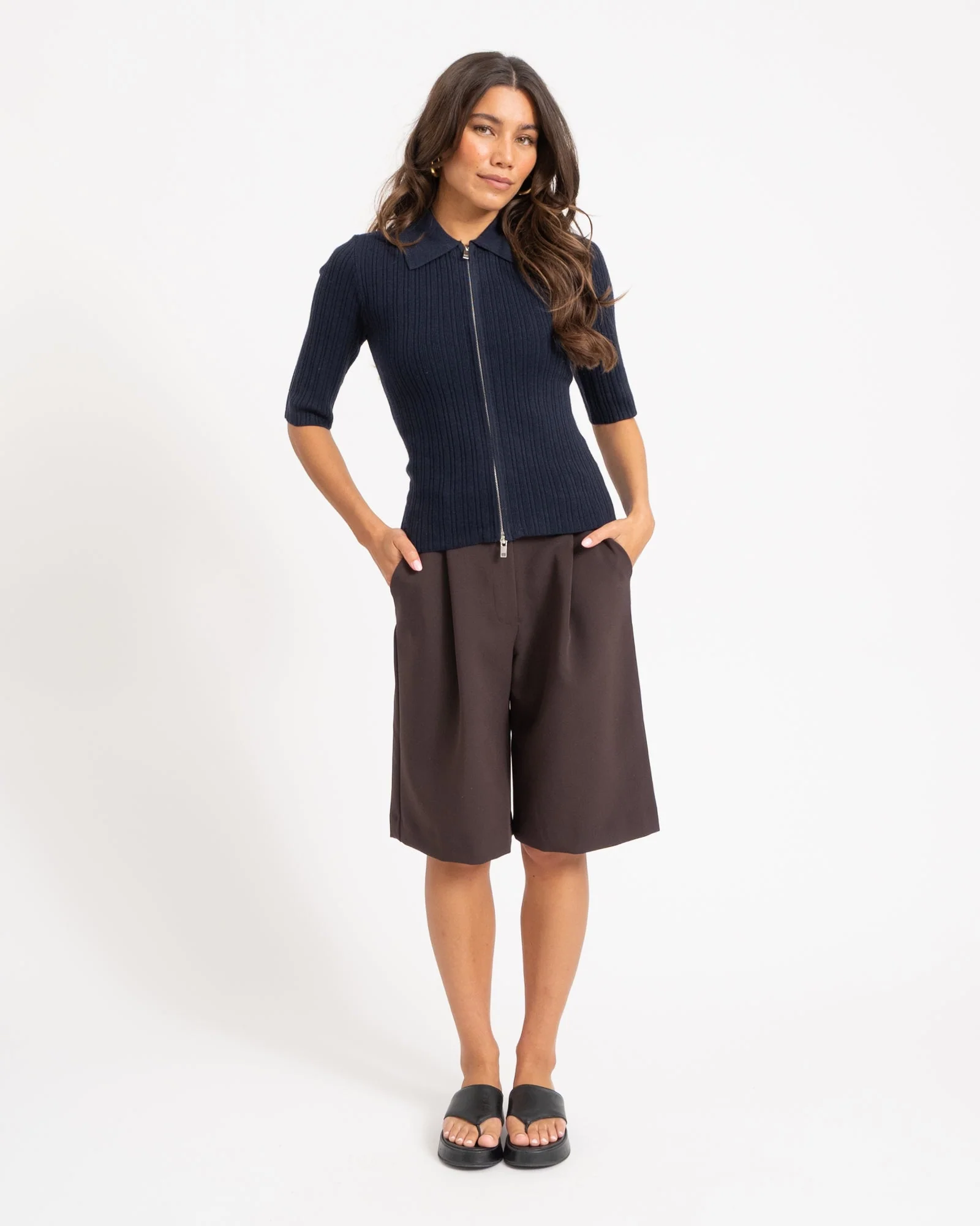 Hanna Zip Knit Cardigan Night Sky - Image 2