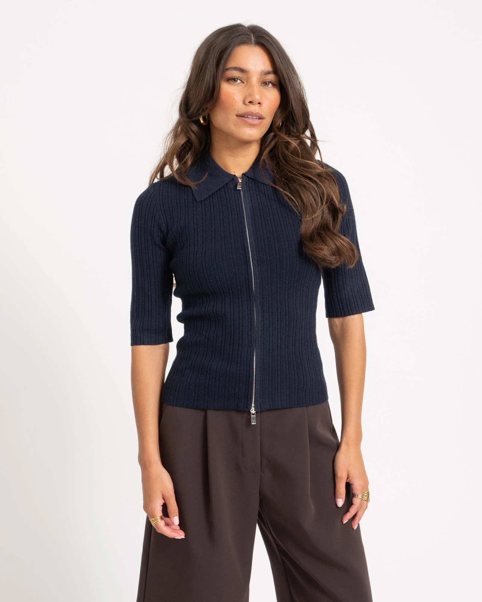 Hanna Zip Knit Cardigan Night Sky - Image 4
