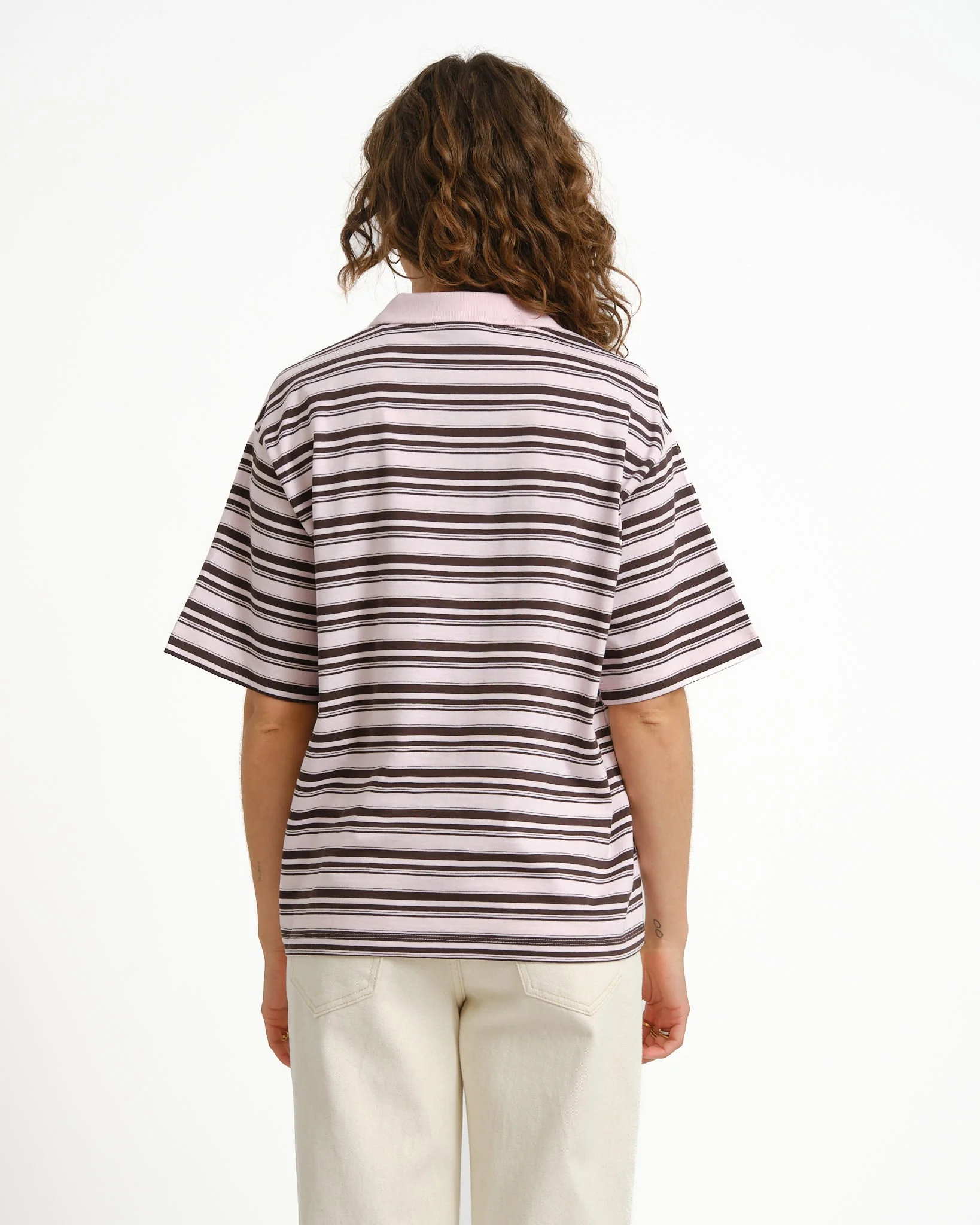 Aware Maren Polo Top Parfait Pink Chocolate Brown - Image 5