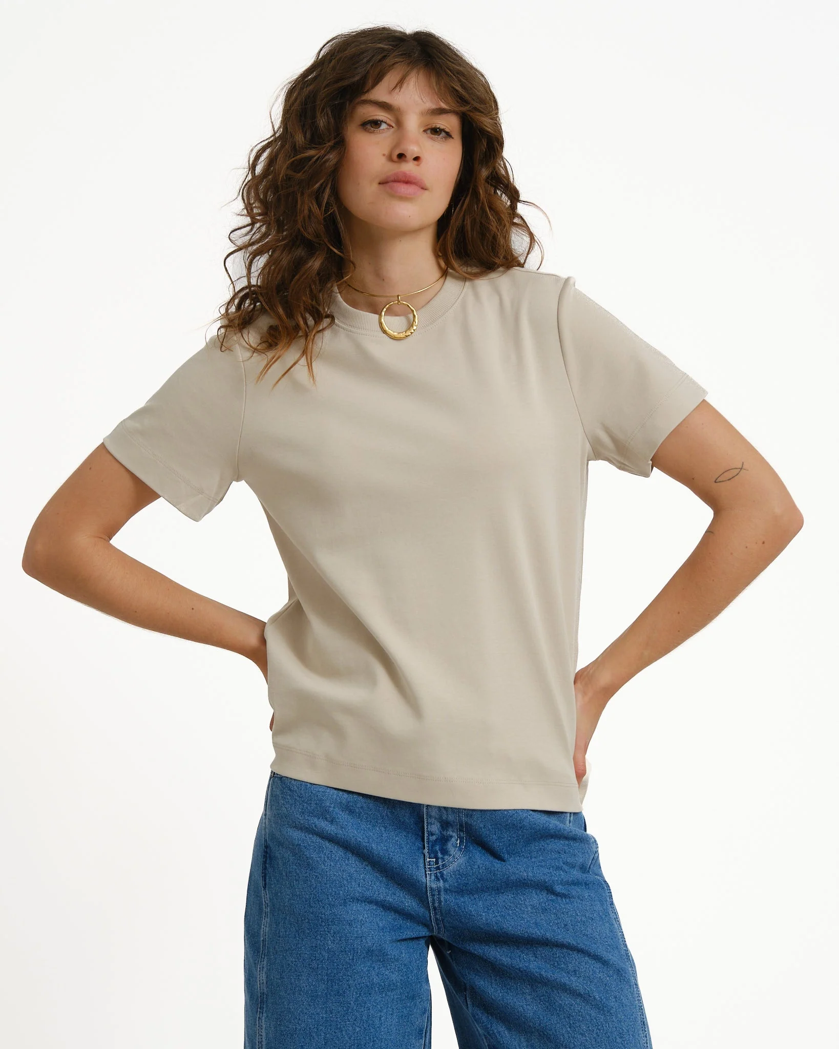 Aware Naima O-Neck T-Shirt Pelican - Image 2