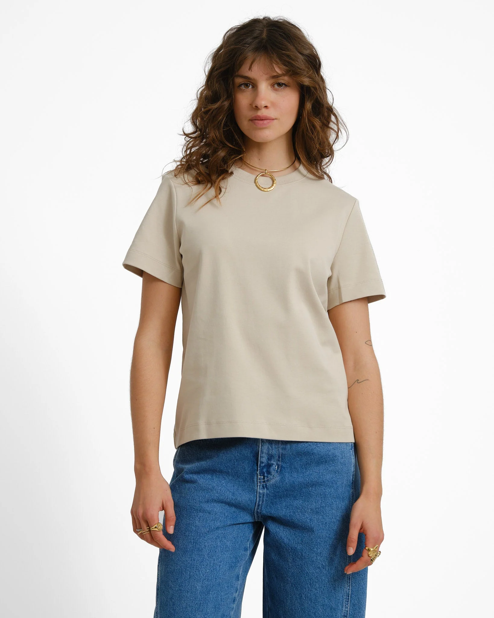 Aware Naima O-Neck T-Shirt Pelican - Image 3