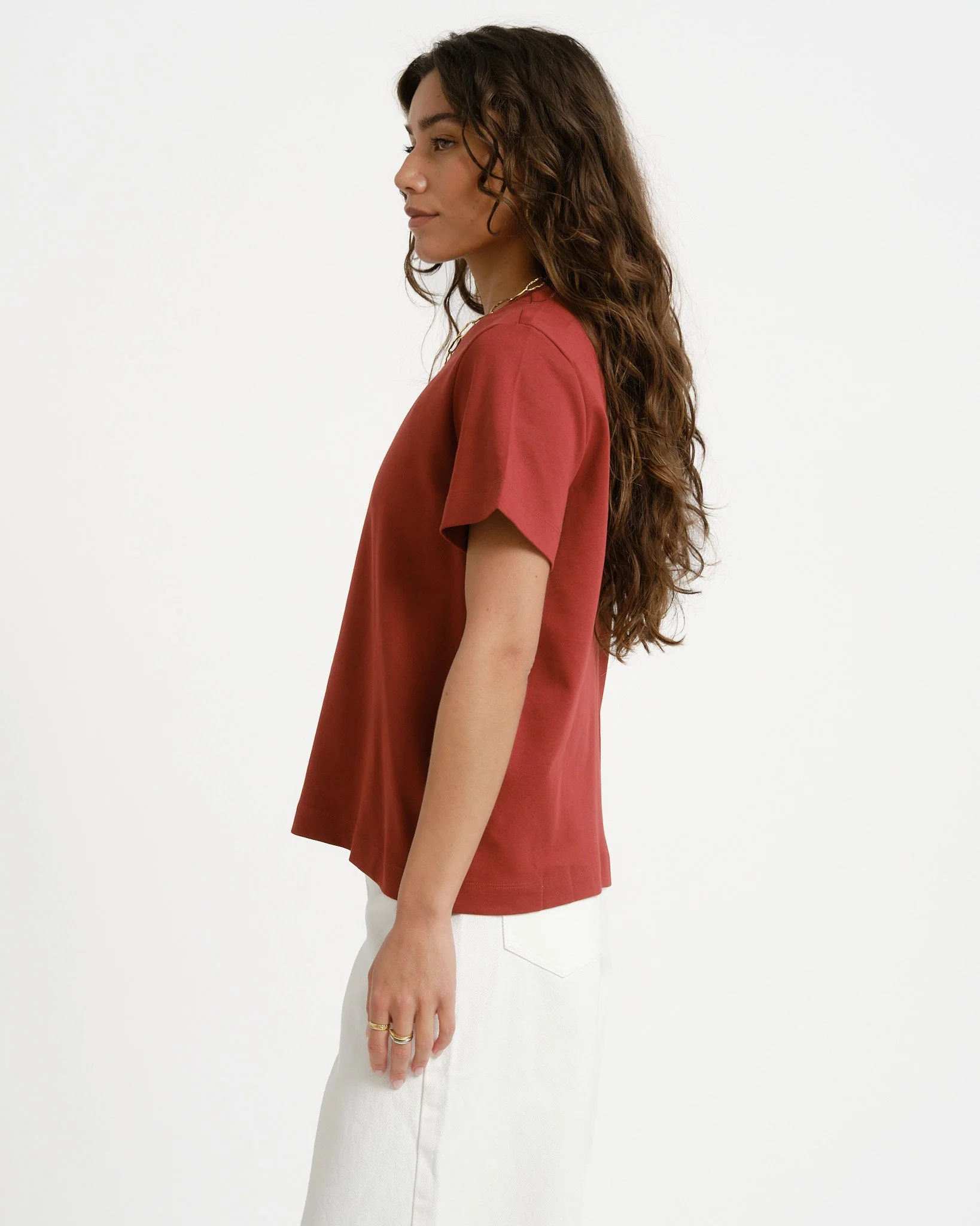 Aware Naima O-Neck T-Shirt Russet Brown - Image 4
