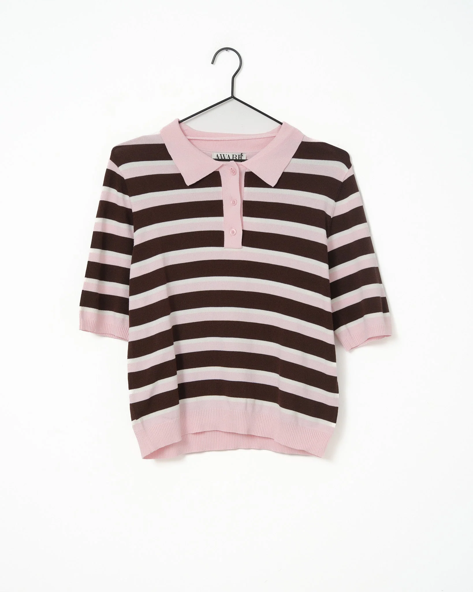 Aware Oline Knit Polo Top Pink Brown - Image 7