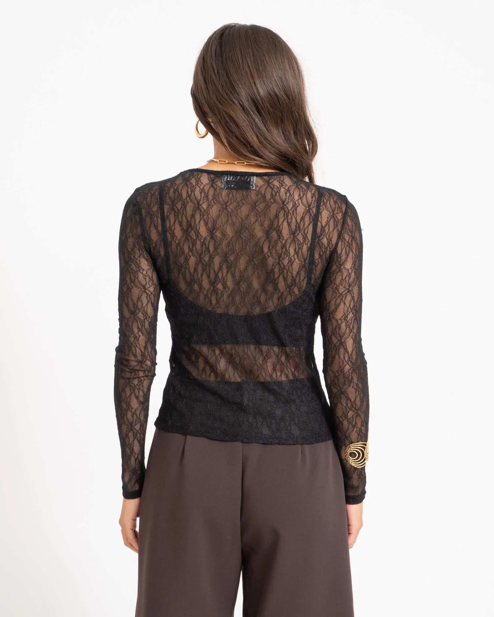 Aware Tessy O-Neck Lace Top Black - Image 4