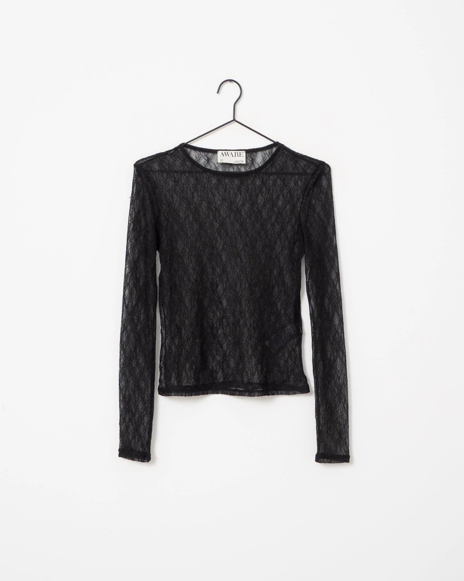 Aware Tessy O-Neck Lace Top Black - Image 6