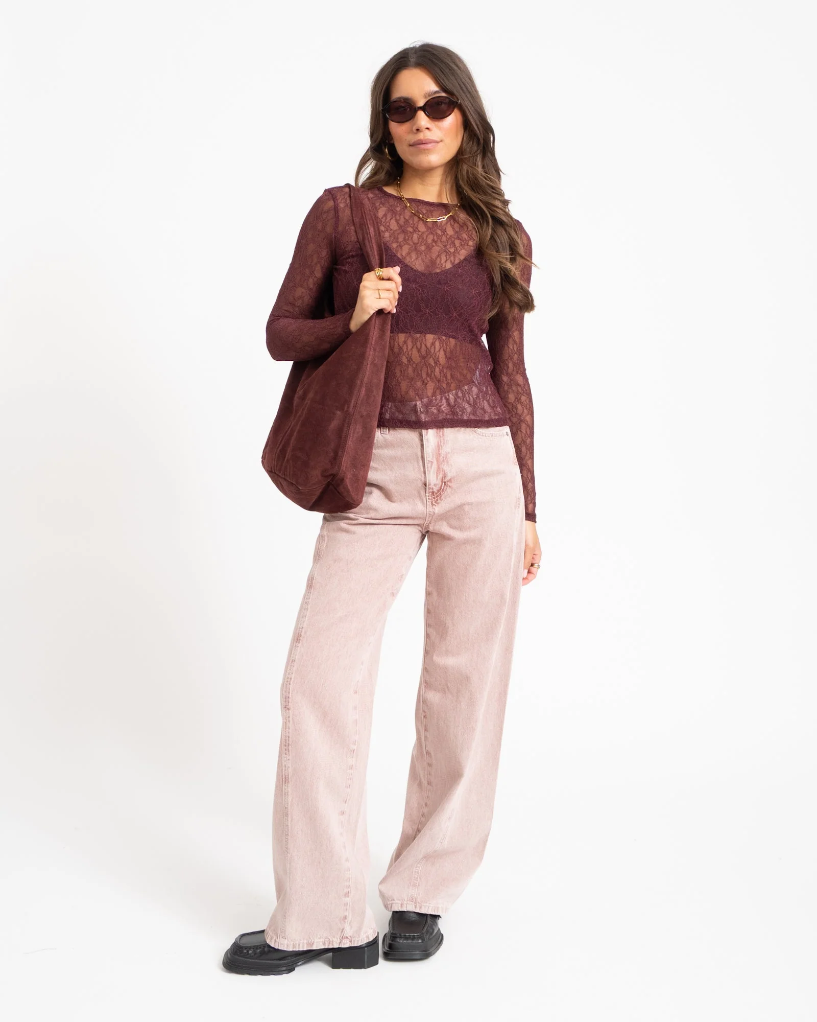 Aware Tessy O-Neck Lace Top Catawba Grape - Image 2