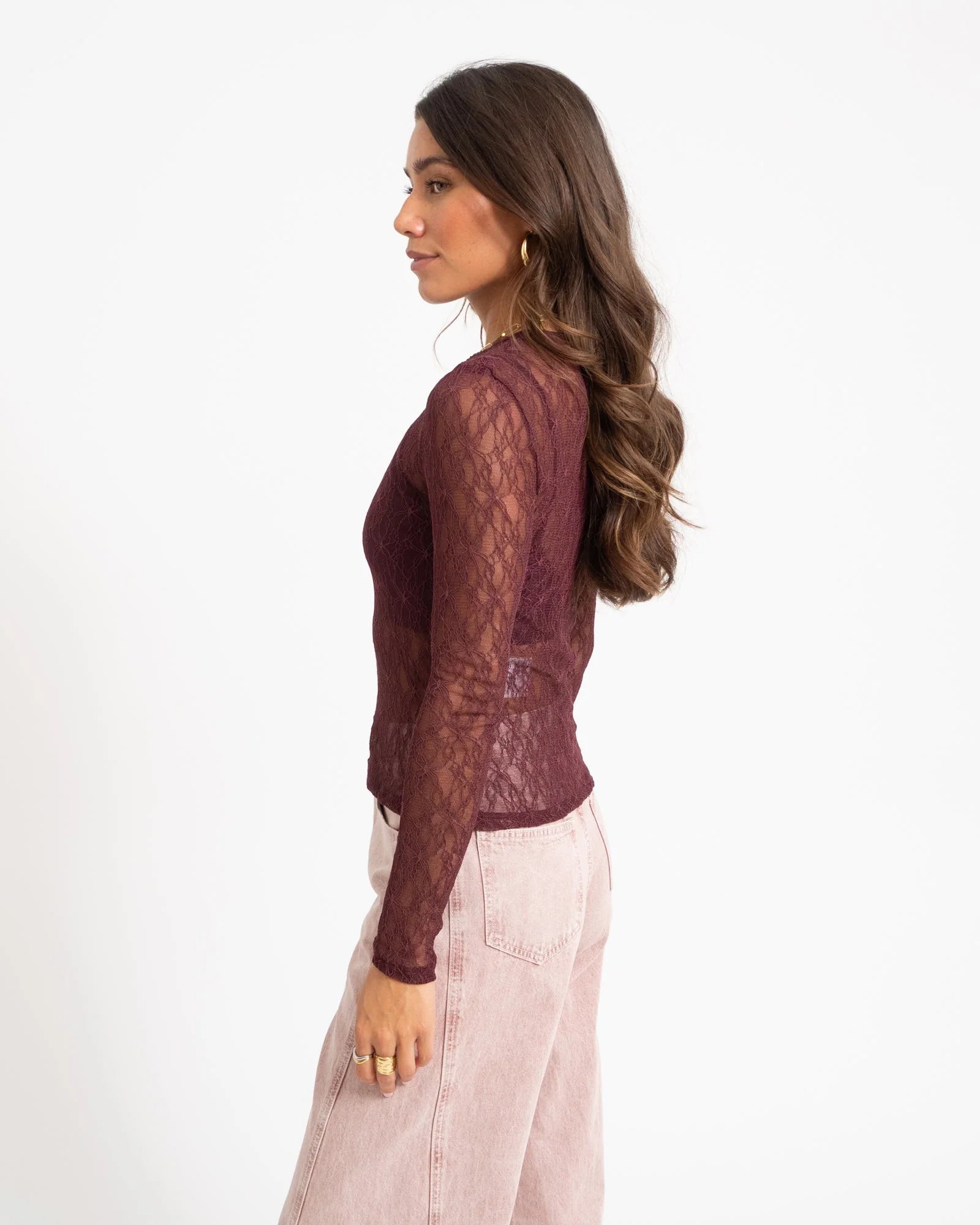 Aware Tessy O-Neck Lace Top Catawba Grape - Image 4