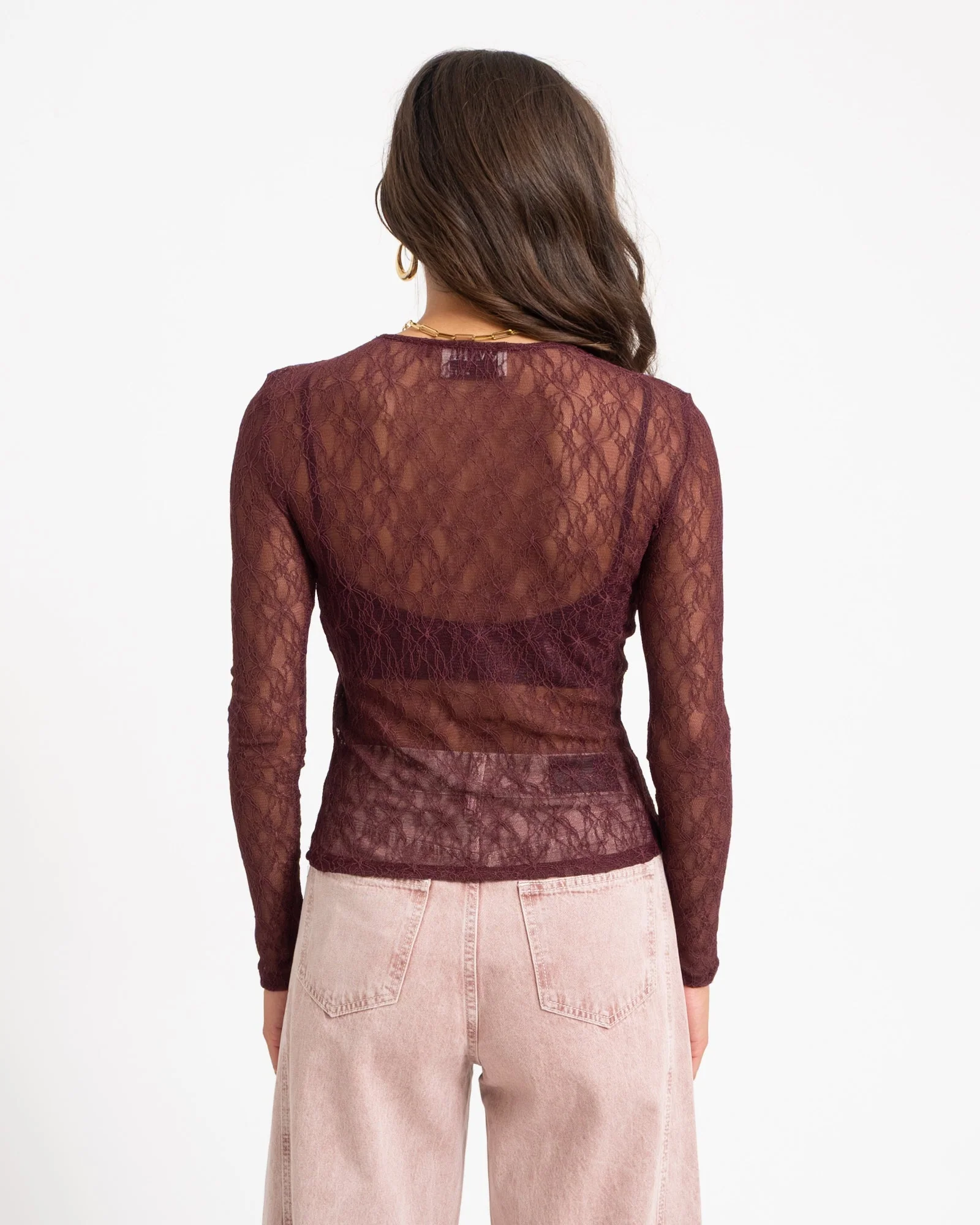 Aware Tessy O-Neck Lace Top Catawba Grape - Image 5