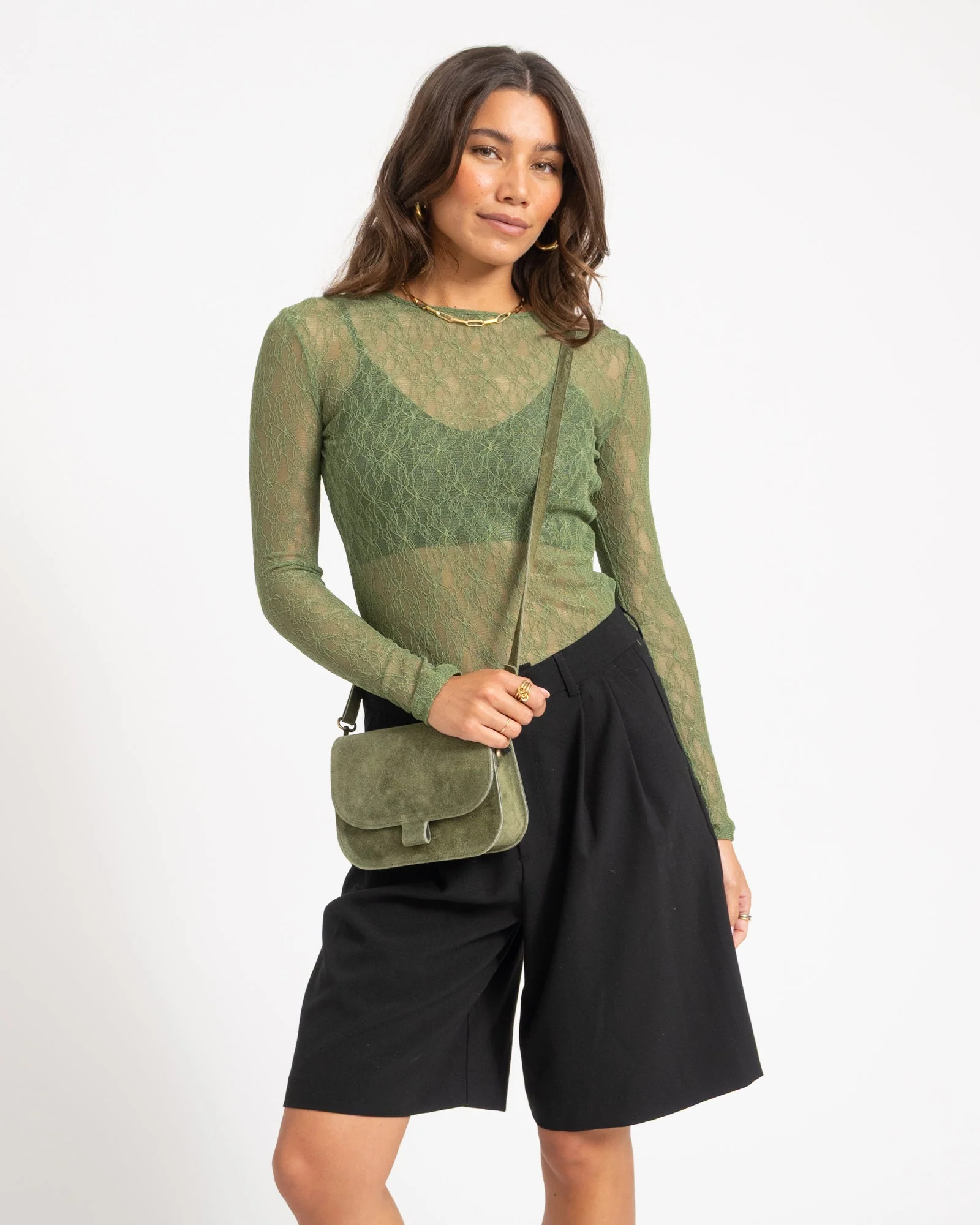 Aware Tessy O-Neck Lace Top Groen - Image 3