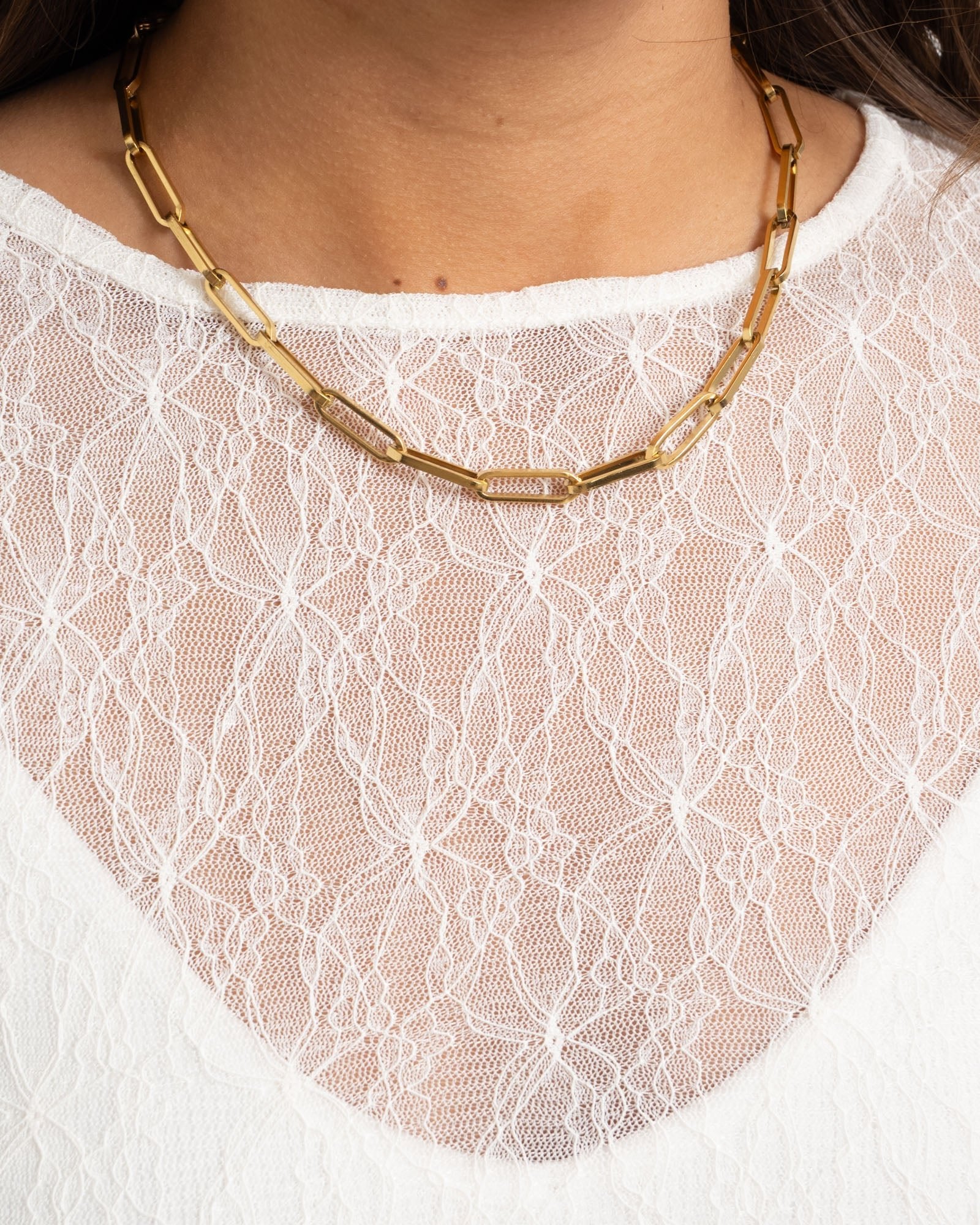 Aware Tessy O-Neck Lace Top Snow White - Image 5