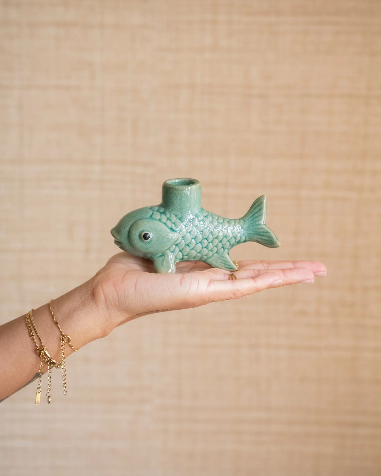 Bloomingville Kandelaar Fish Beige / Aqua - Image 6