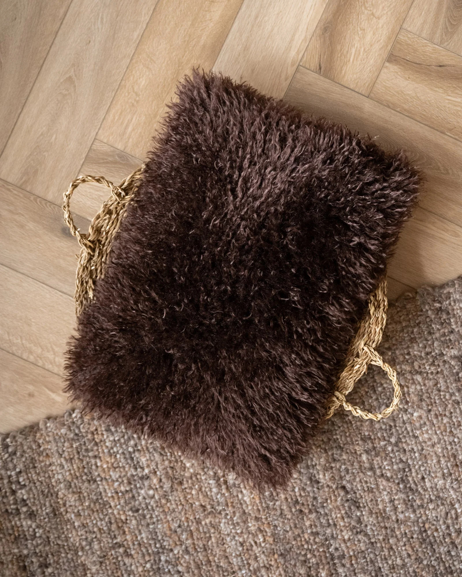 Cushion Doodly Furry Brown