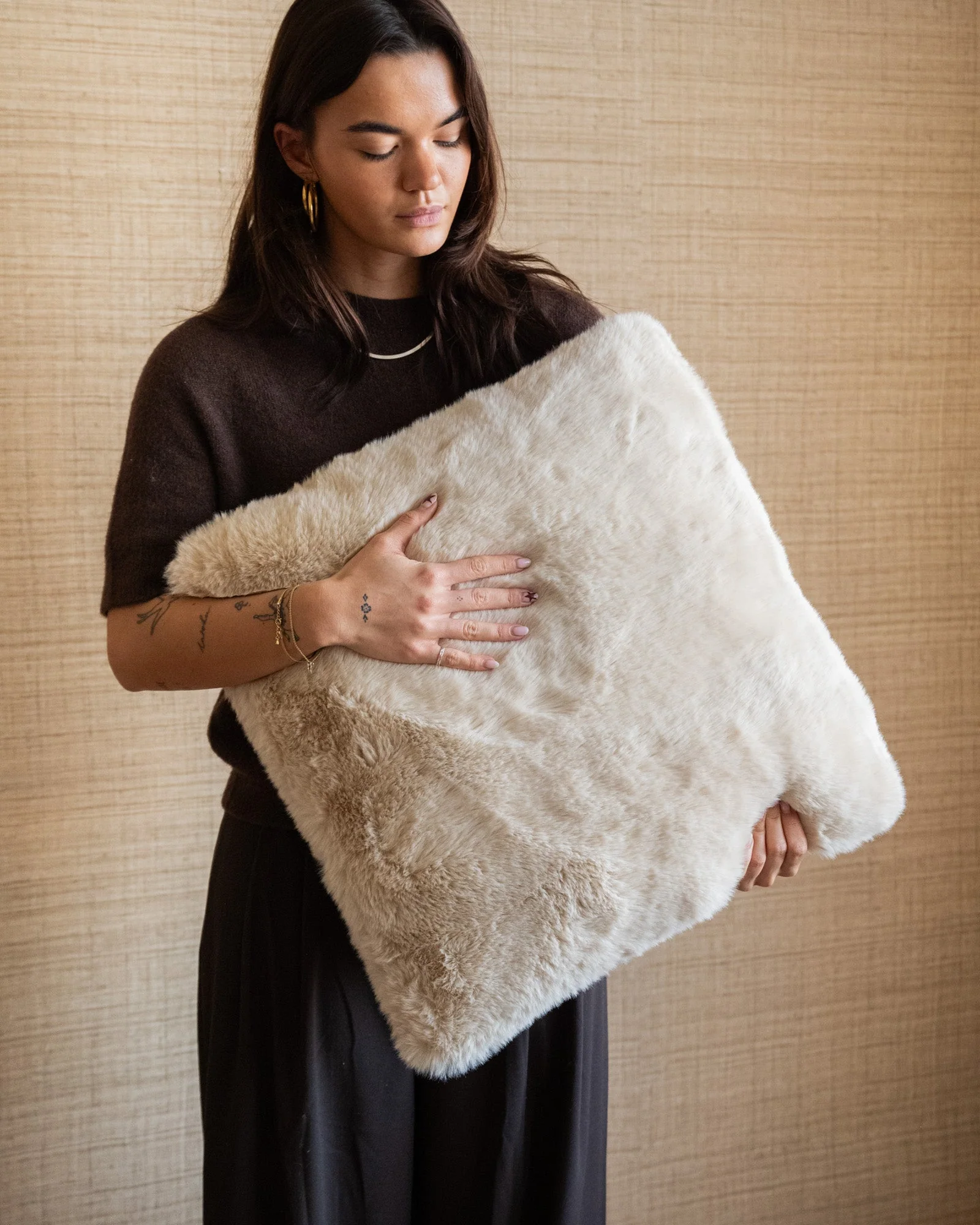 Cushion Mosa Fluffy Beige 50x50