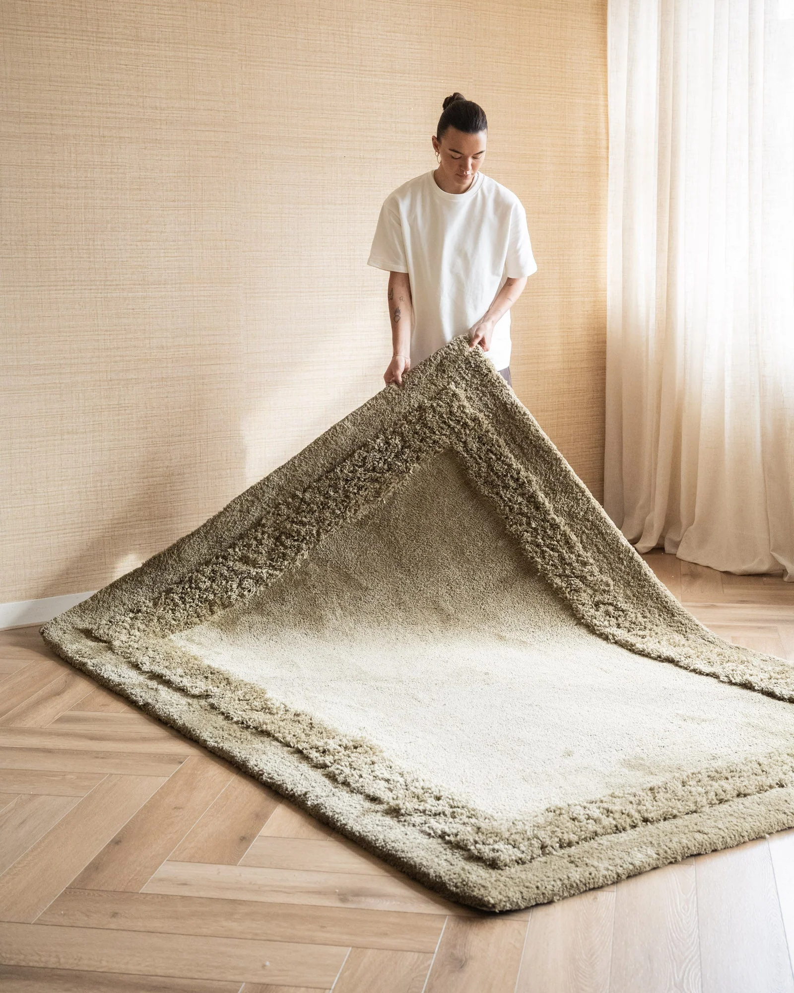 Hand-Tufted Vloerkleed Olive Green - Image 3