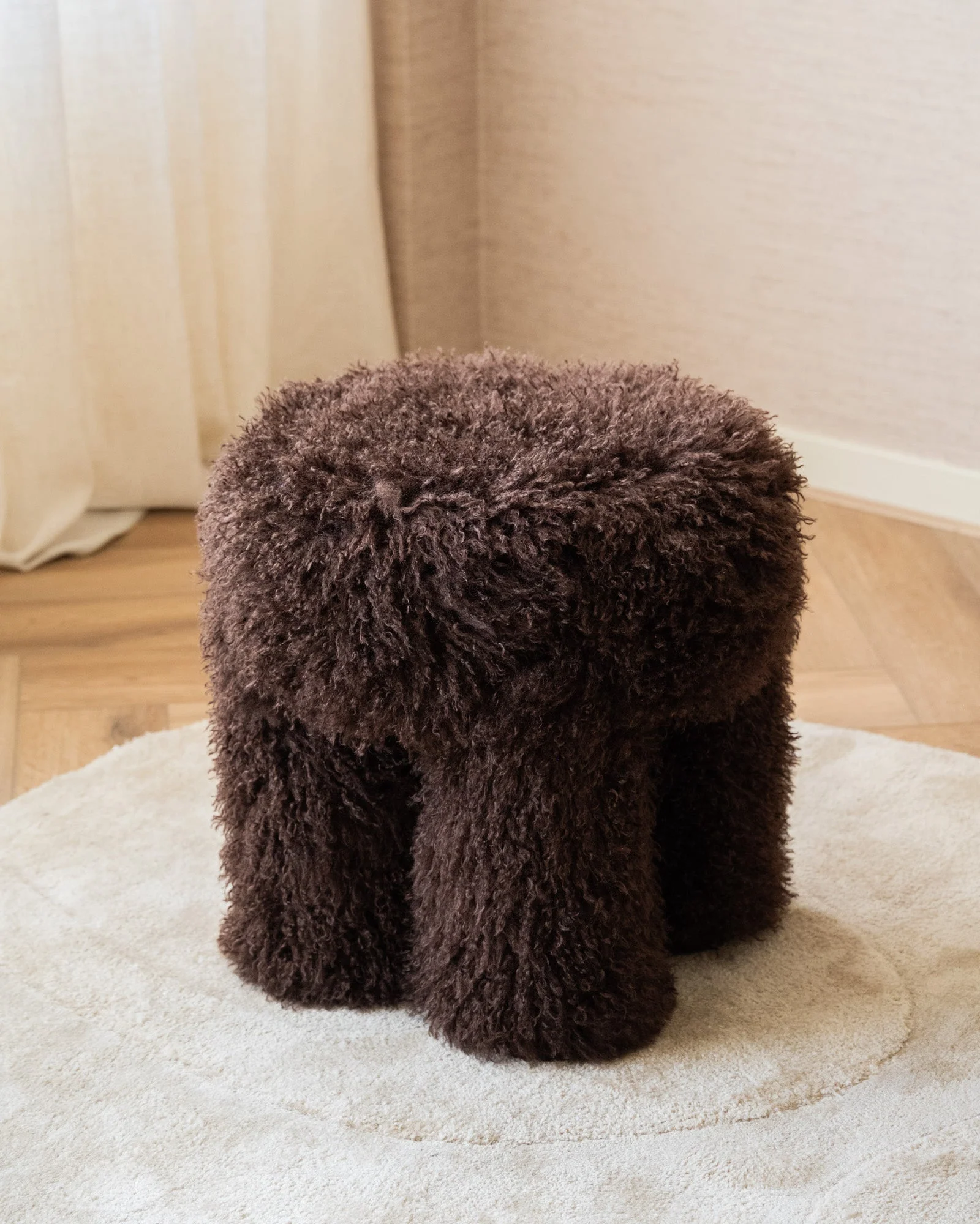 Stool Doodly Furry Brown - Image 2