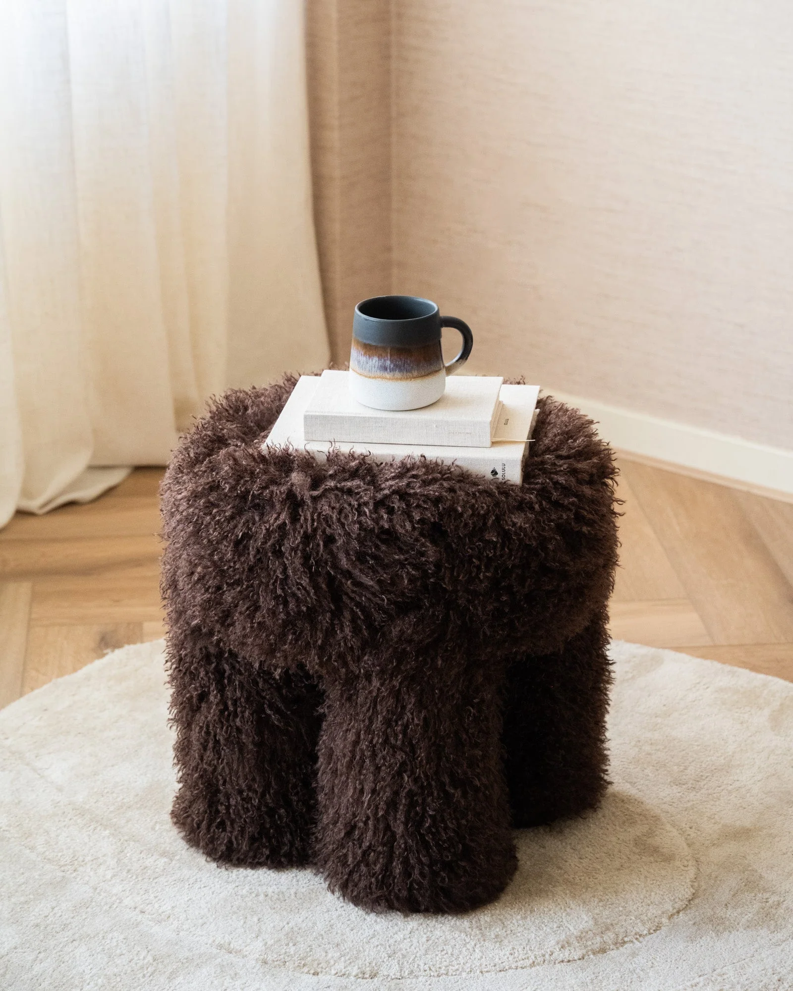 Stool Doodly Furry Brown - Image 4