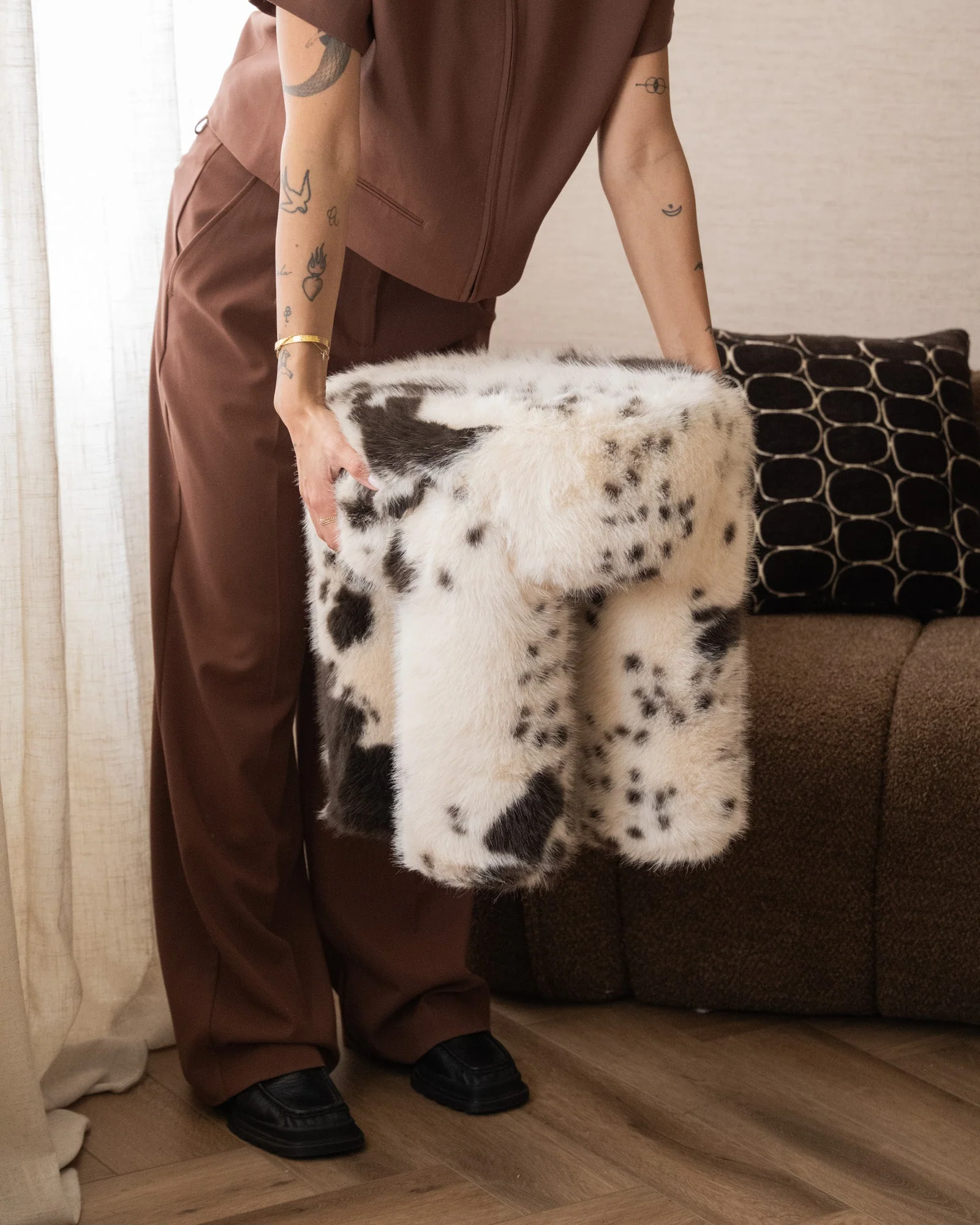 Pouf Beige/Brown Animal - Image 4