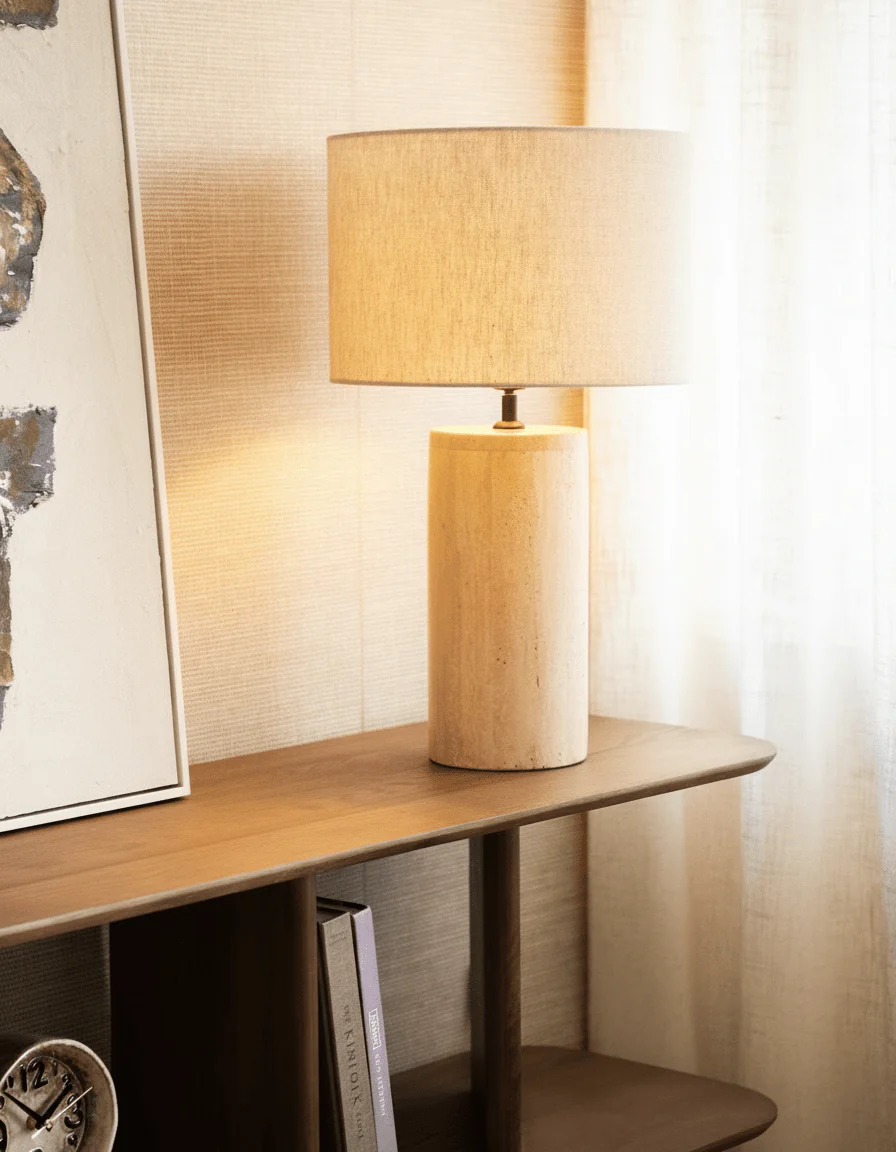 Large Table Lamp Amara Travertine