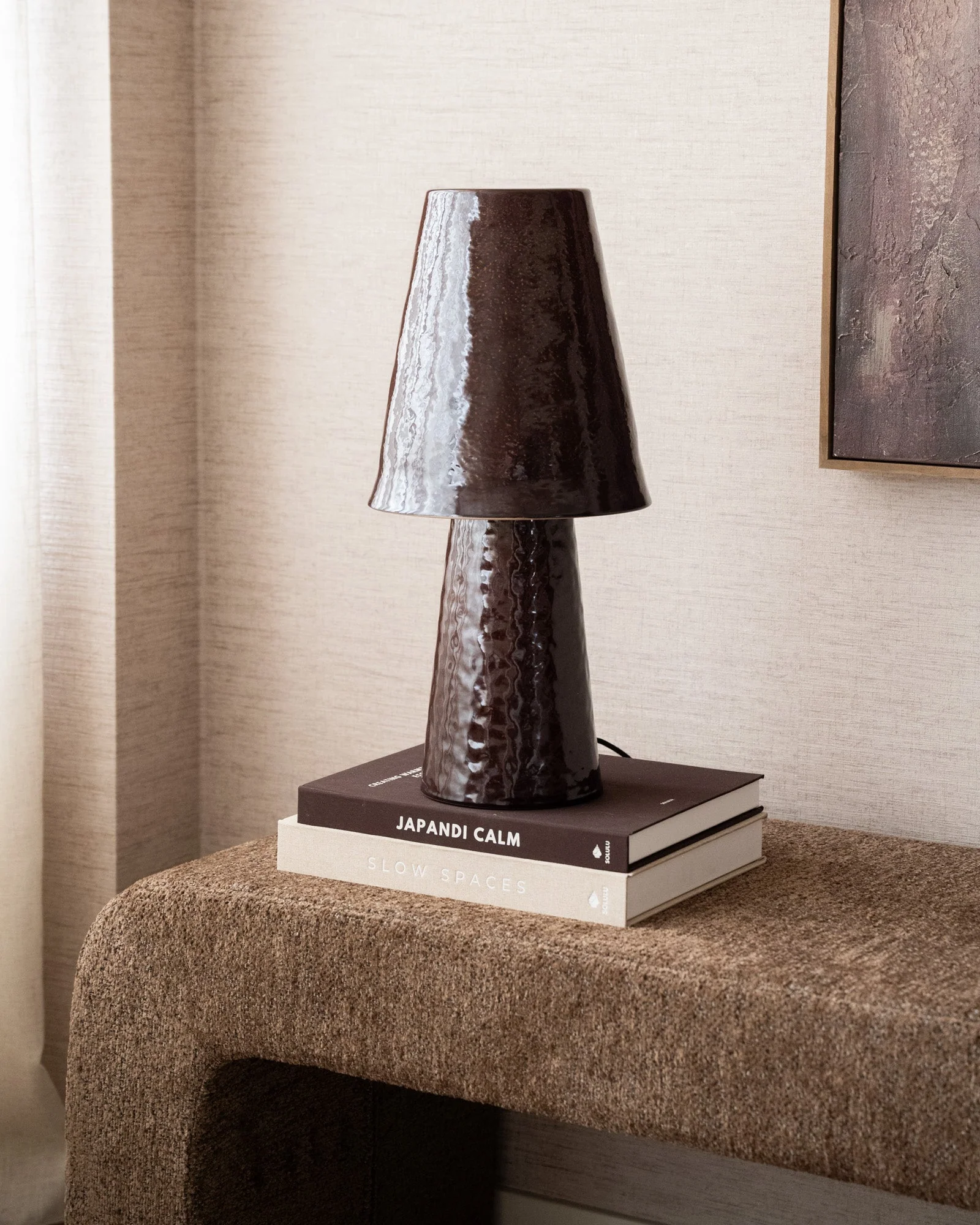 Hand-painted Table Lamp Clayton Burgundy