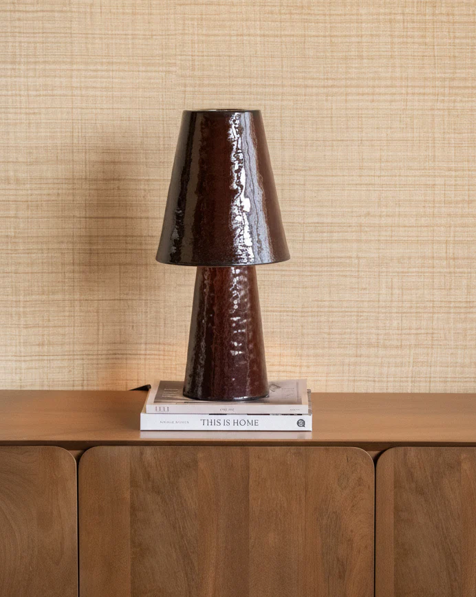 Hand-painted Table Lamp Clayton Burgundy - Image 2