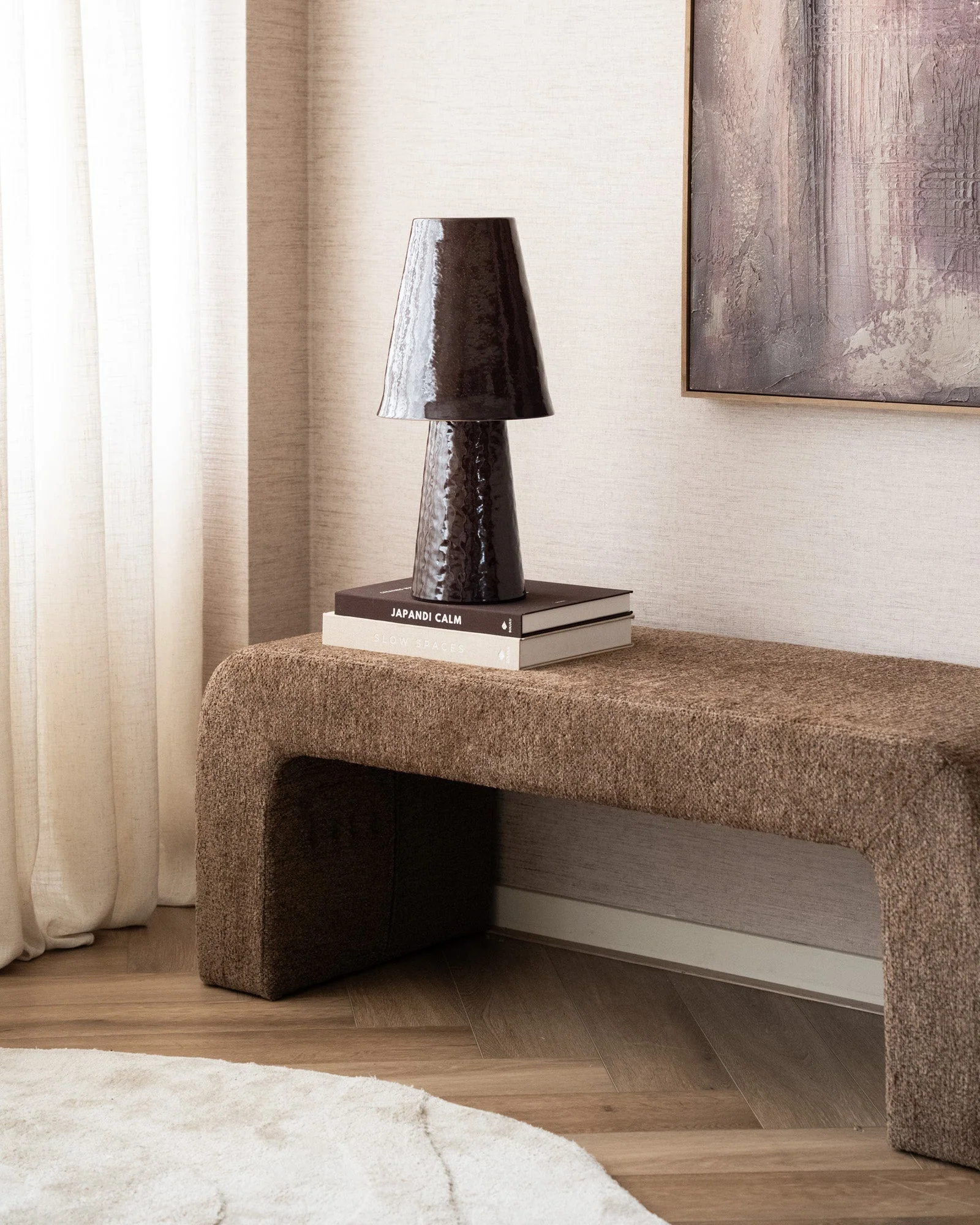 Hand-painted Table Lamp Clayton Burgundy - Image 4