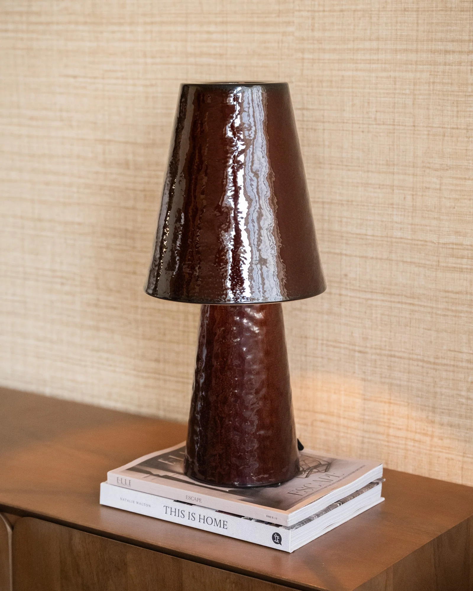 Hand-painted Table Lamp Clayton Burgundy - Image 5