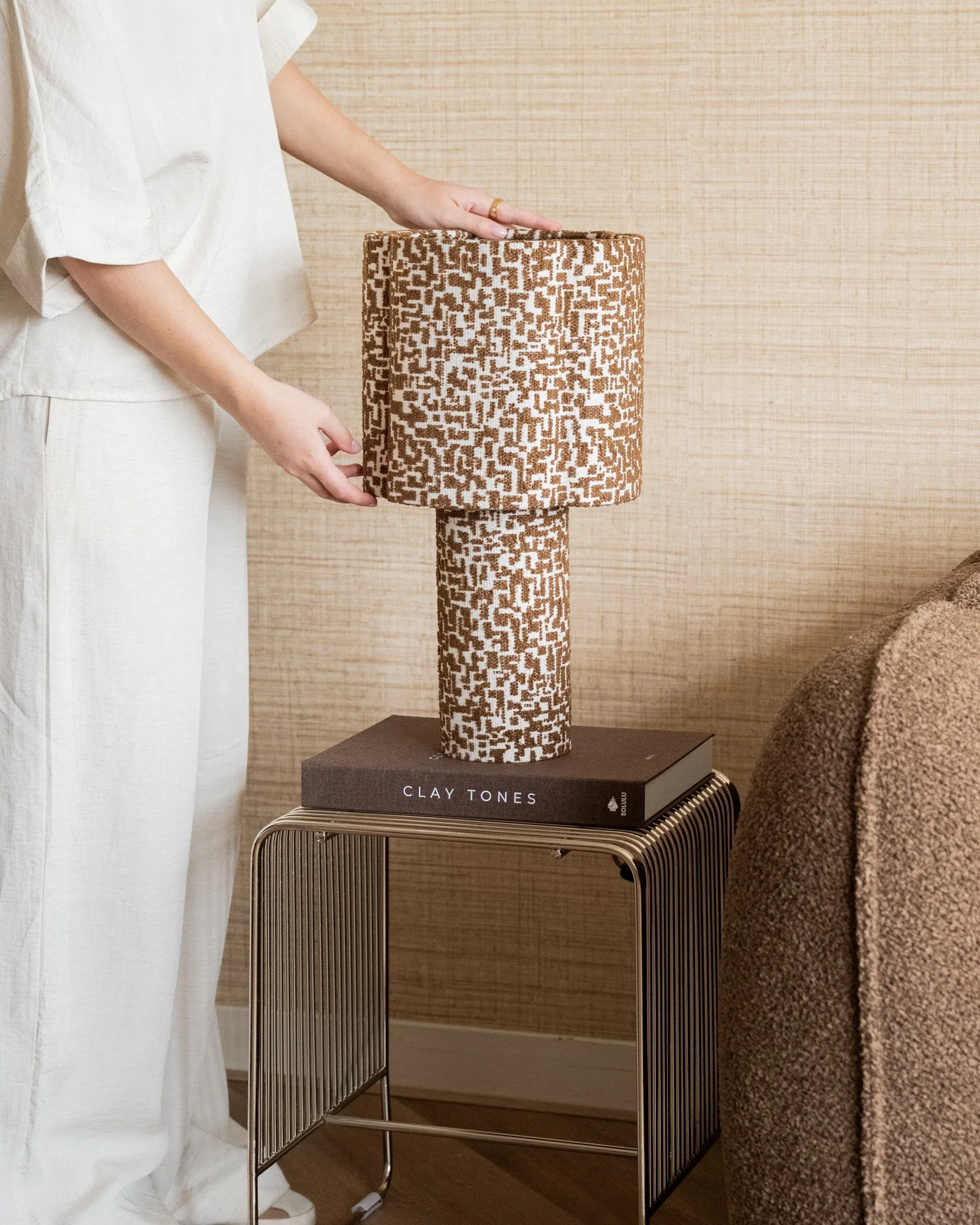 Table Lamp Pia Pattern Brown - Image 3