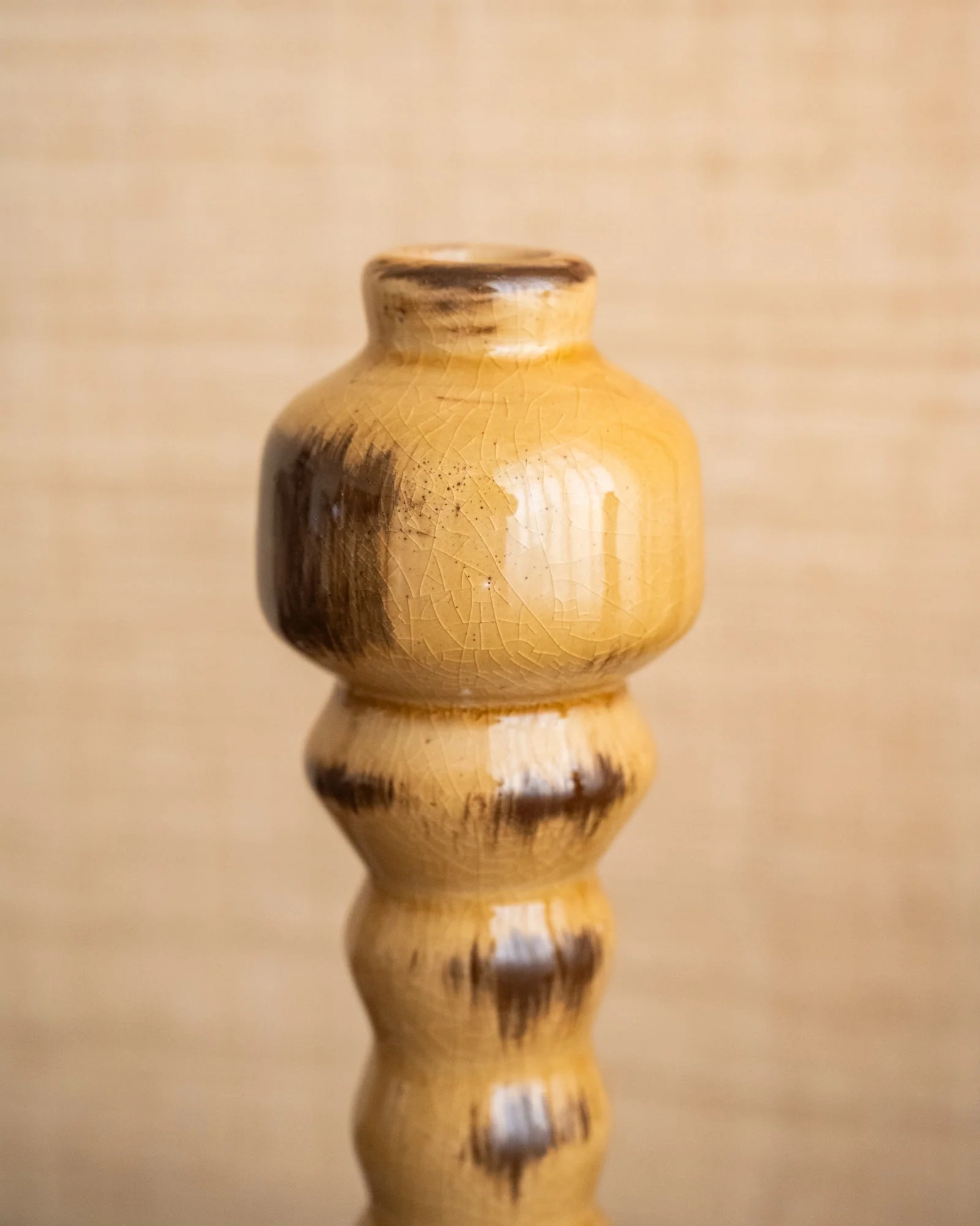 Kandelaar Ceramic Obelisk Honey Brown - Image 7