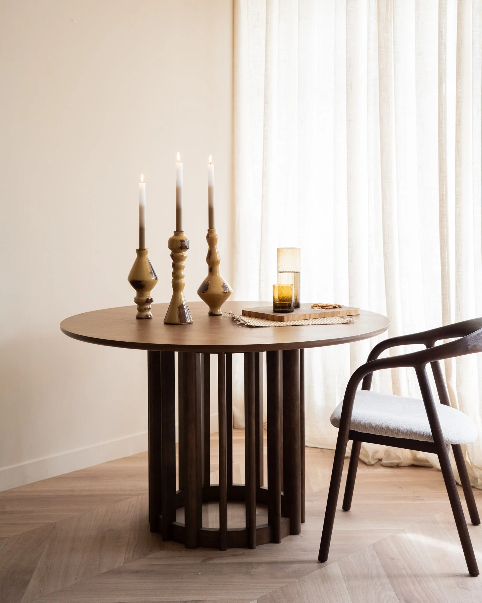 Kandelaar Ceramic Obelisk Honey Brown - Image 9