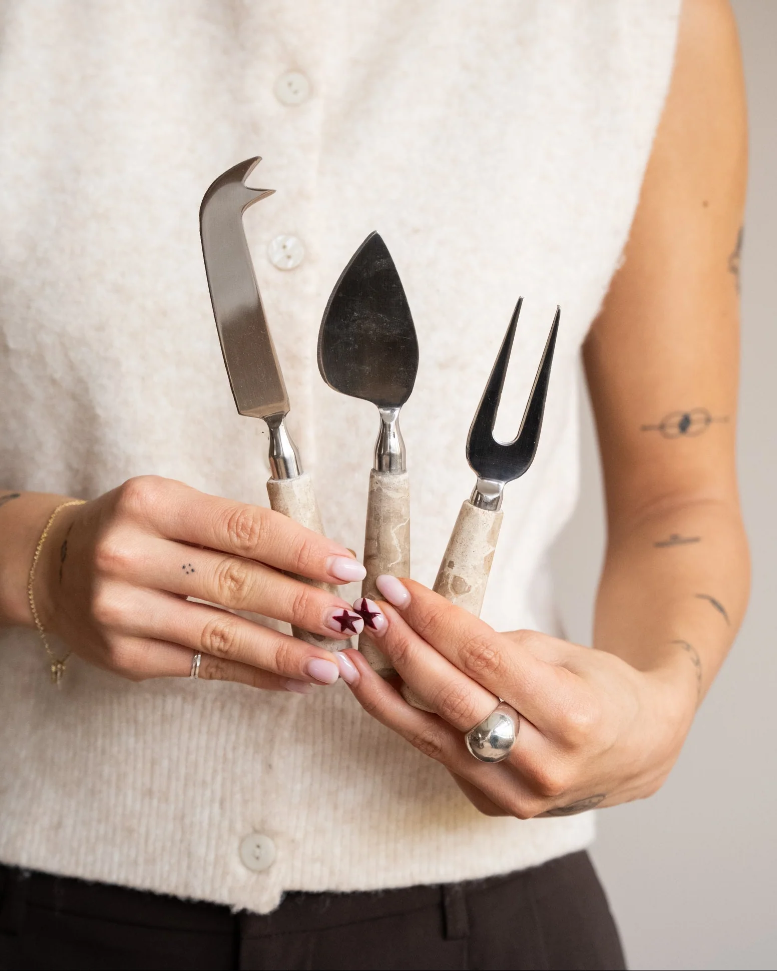 Set van 3 - Cheese Knives Marble Beige - Image 3