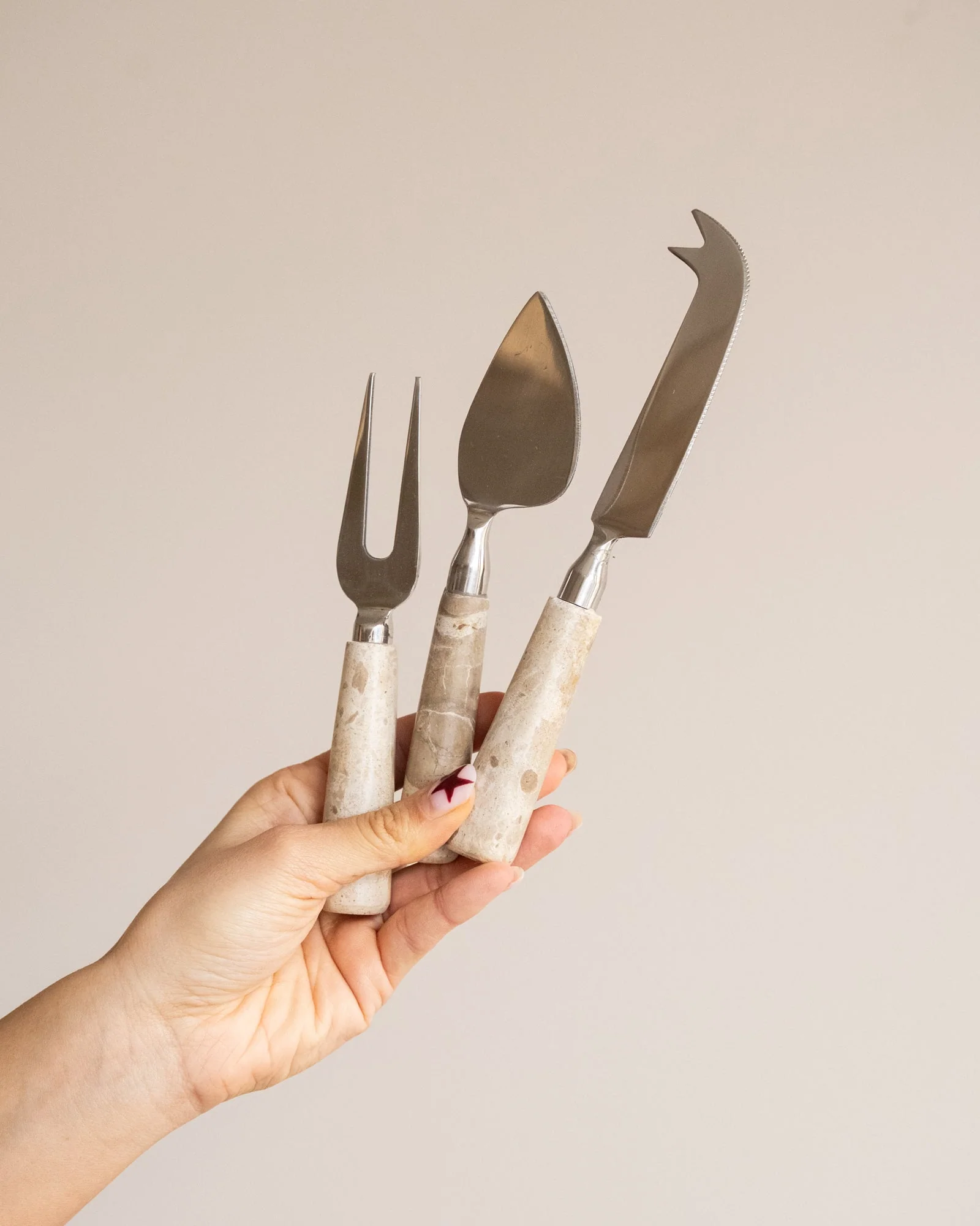 Set van 3 - Cheese Knives Marble Beige - Image 4