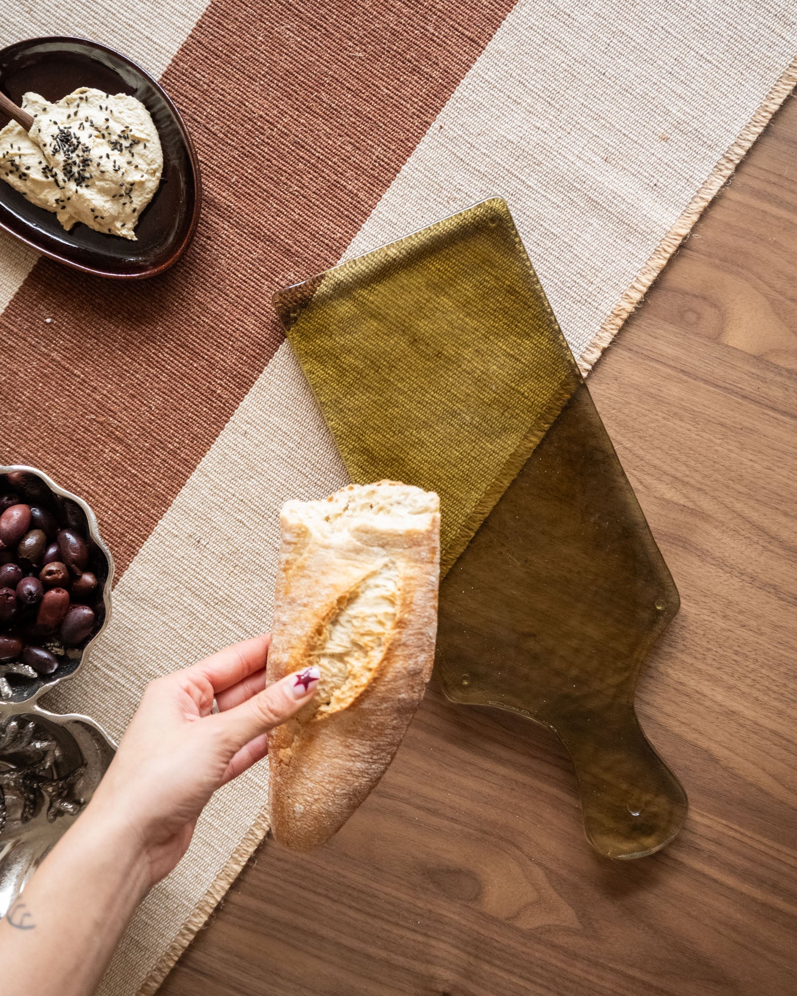 Cutting Board Glass Olive Green