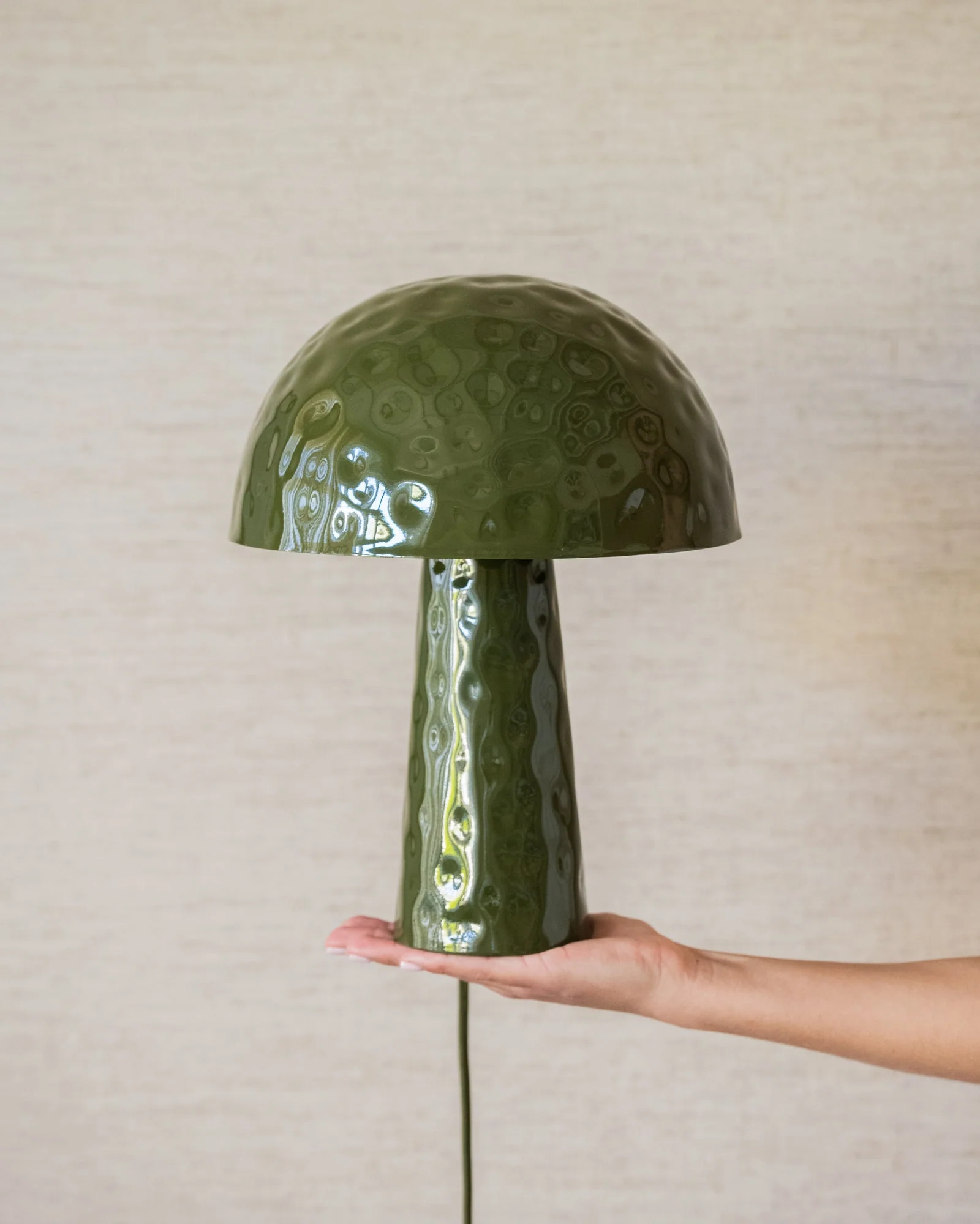 Table Lamp Mushroom Olive Green - Image 6
