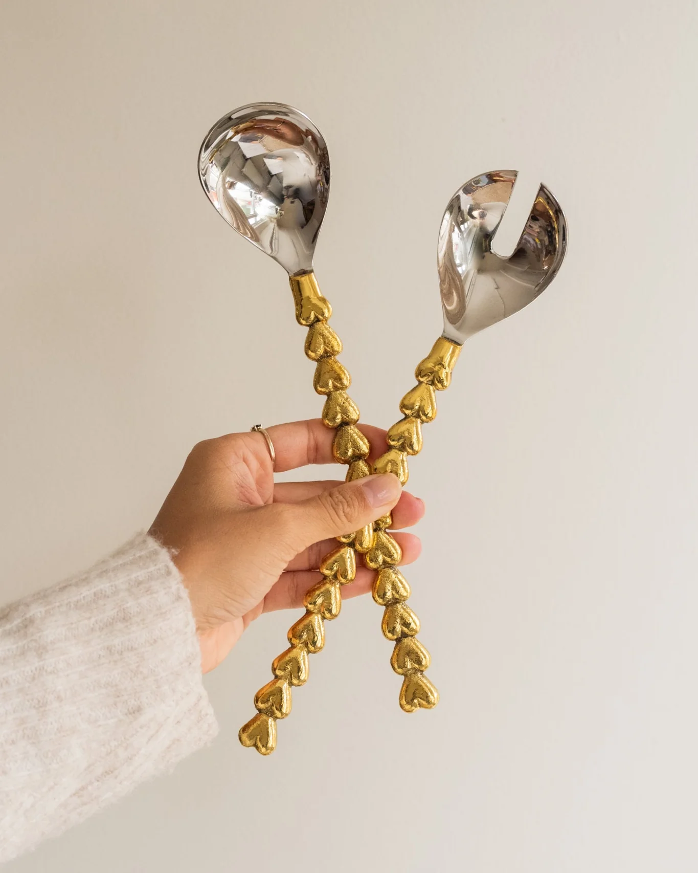 Handmade Salad Servers Holly Heart - Image 3