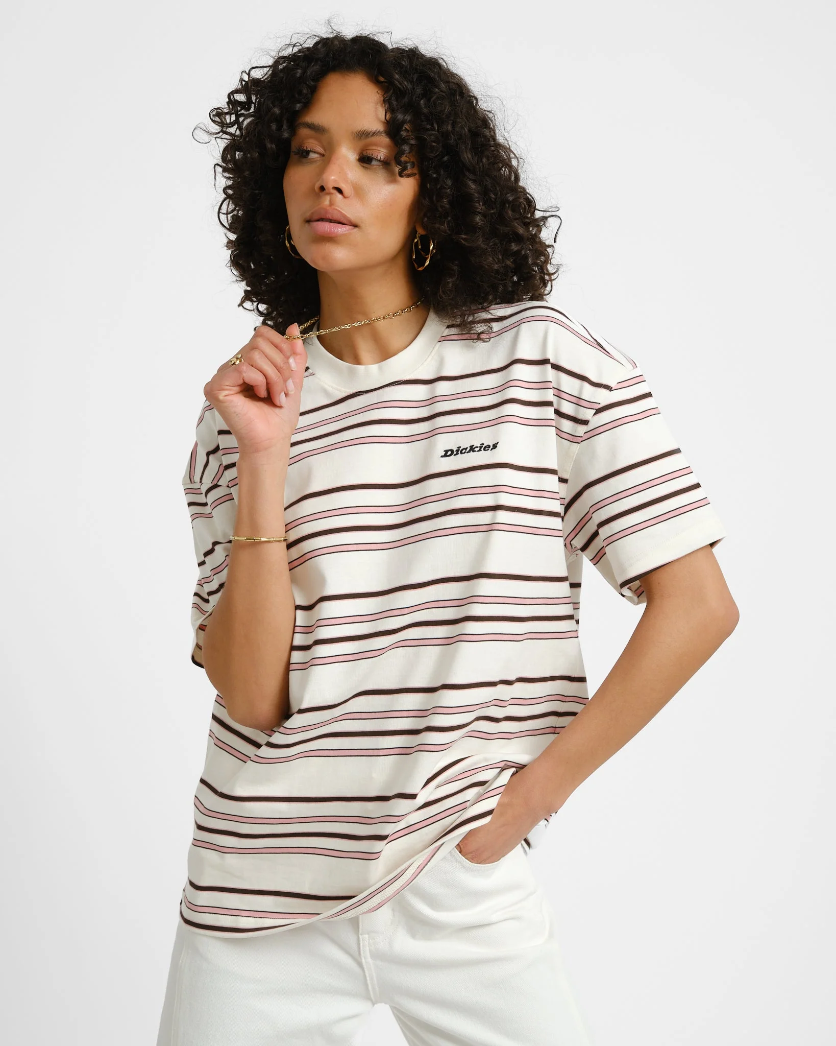 Dickies East Liberty Stripe Tee Ecru - Image 2