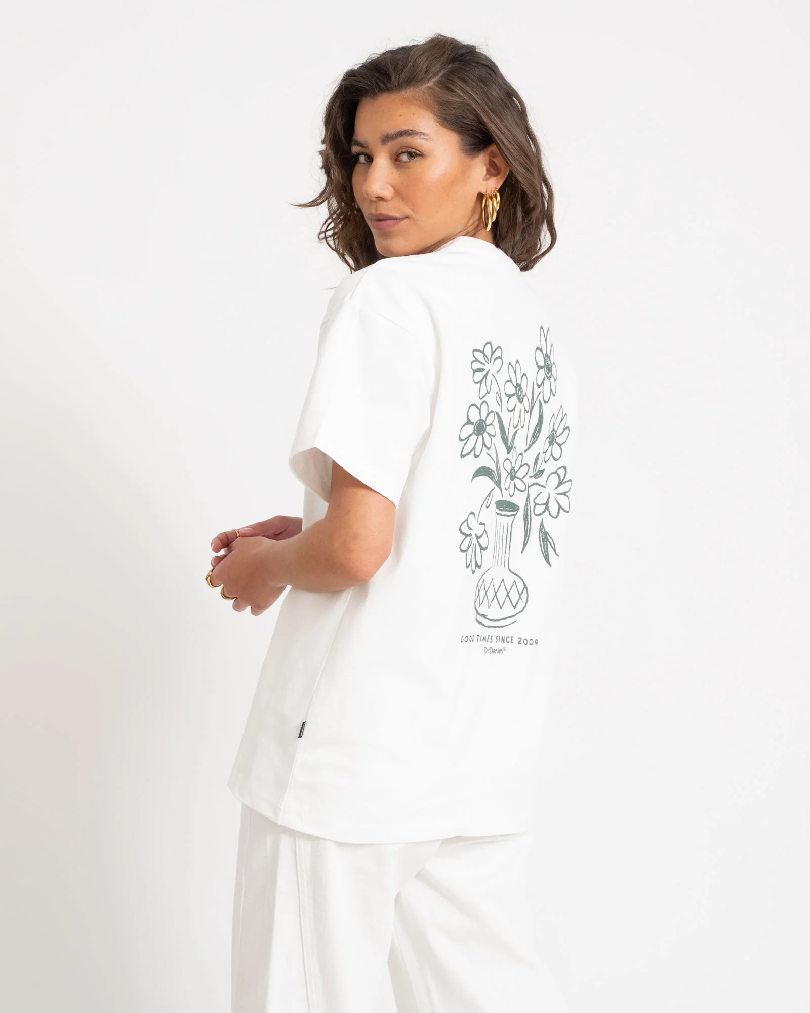 DR Denim Trooper Tee Flower Offwhite