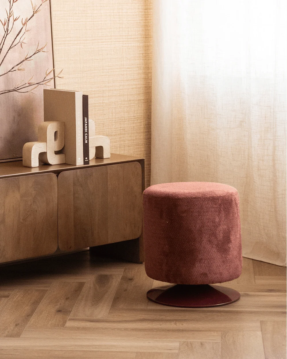 Swivel Pouf Islen Burgundy