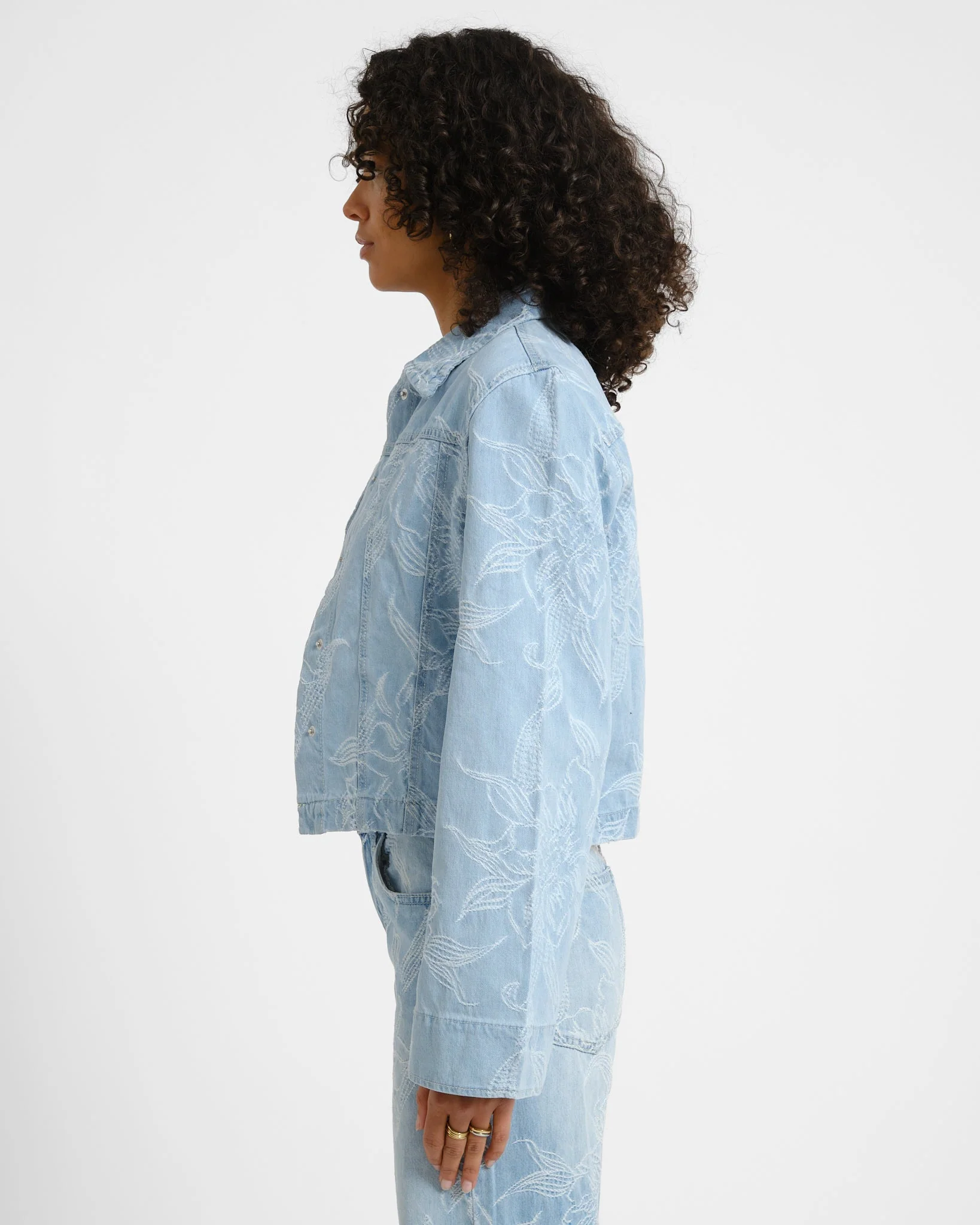 Embroidery Denim Shirt Blue - Image 6